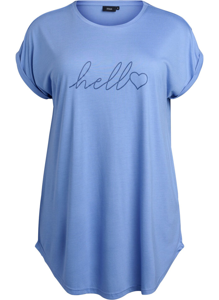Chemise de nuit &agrave; manches courtes avec imprim&eacute; de texte, , Packshot image number 0