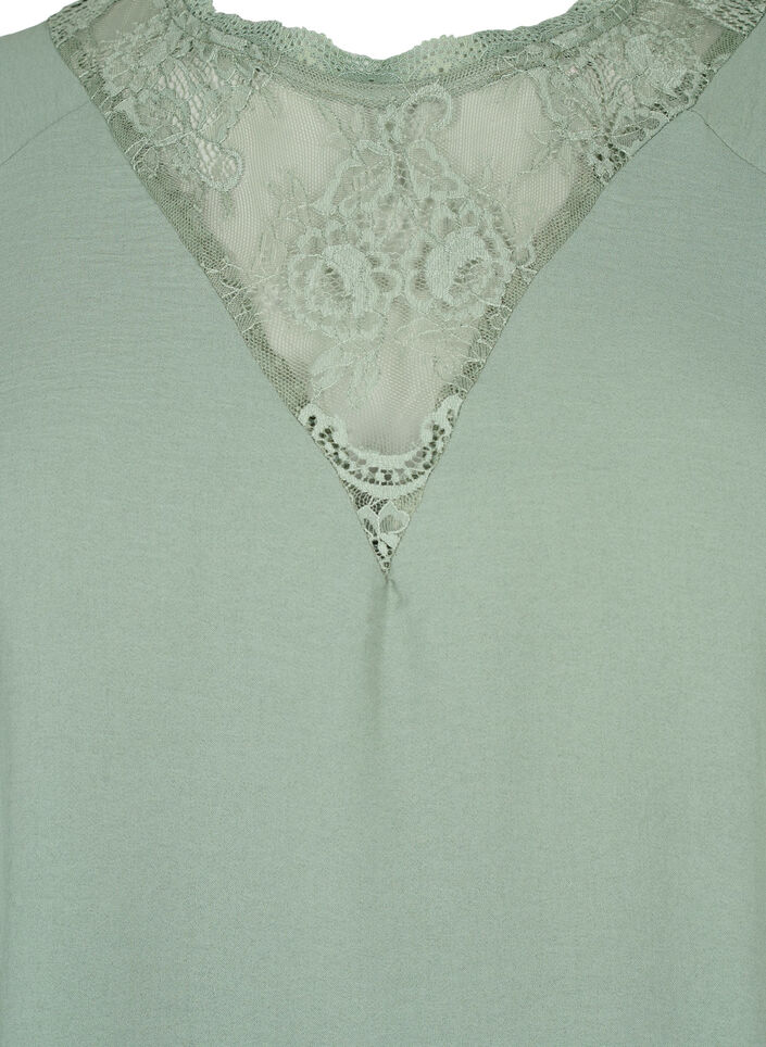 Blouse à manches courtes avec dentelle , Lily Pad, Packshot image number 2