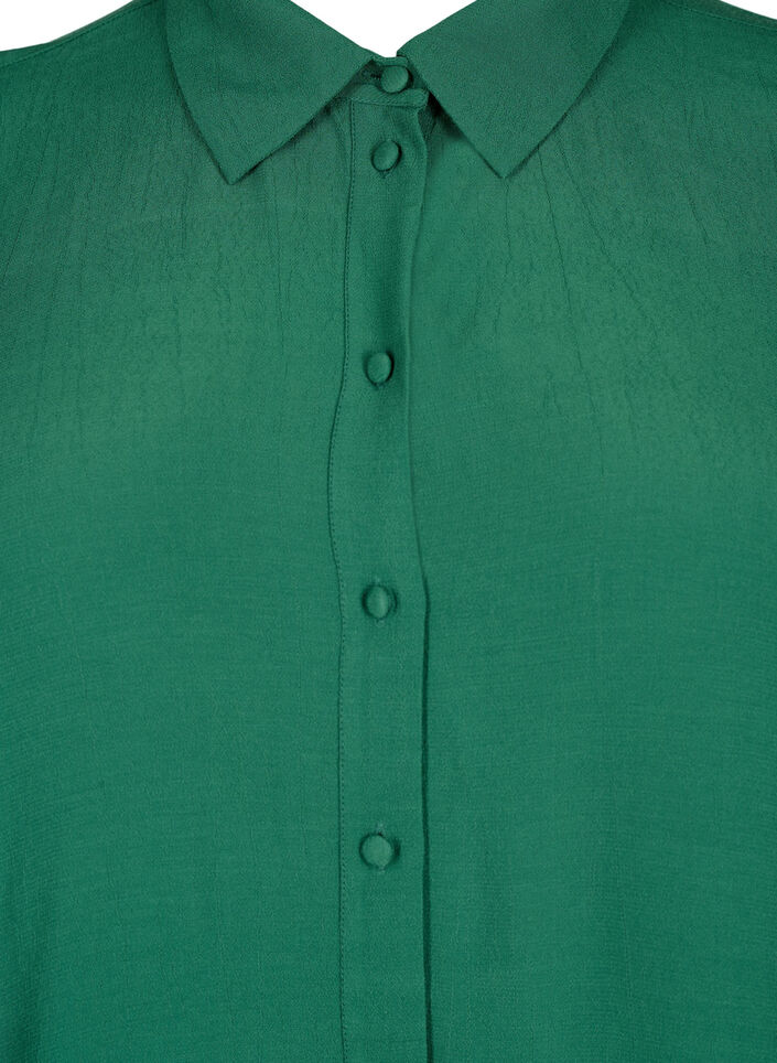 Chemise en viscose avec manches 3/4 et détails de broderie, Hunter Green, Packshot image number 2