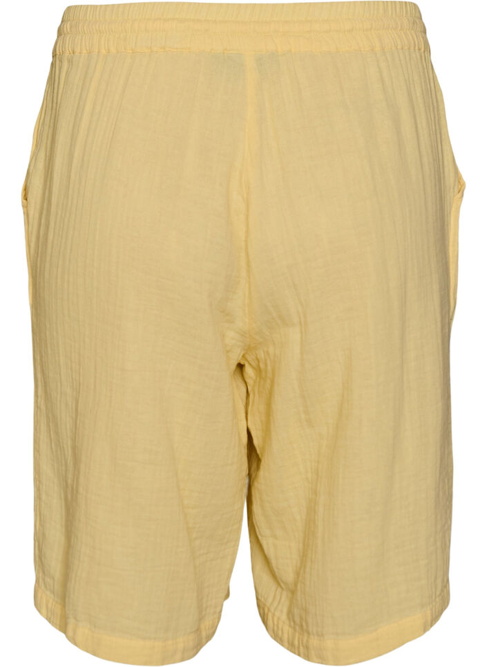 Short ample en mousseline de coton taille haute, Jaune clair, Packshot image number 1