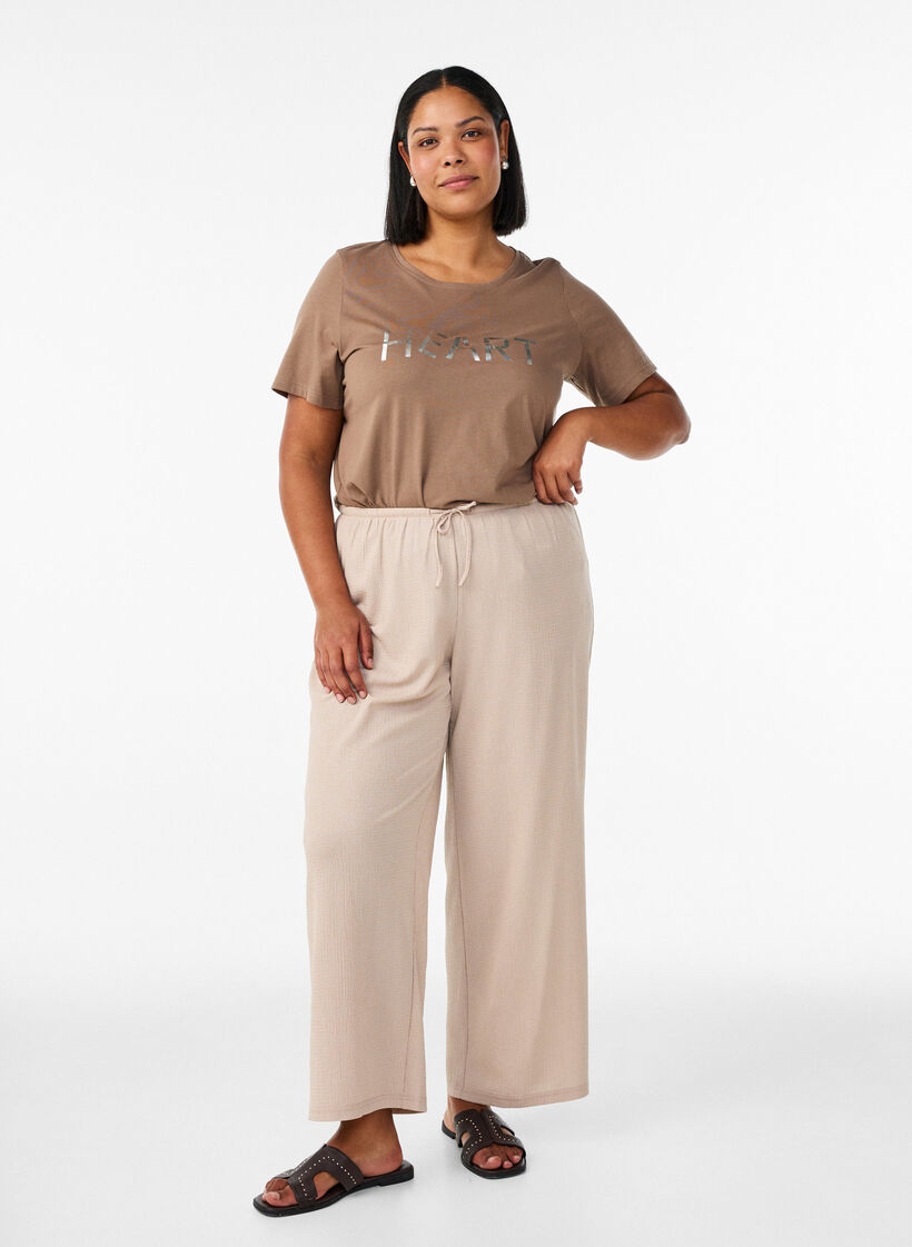 T-shirt imprim&eacute;, Marron, Model image number 1