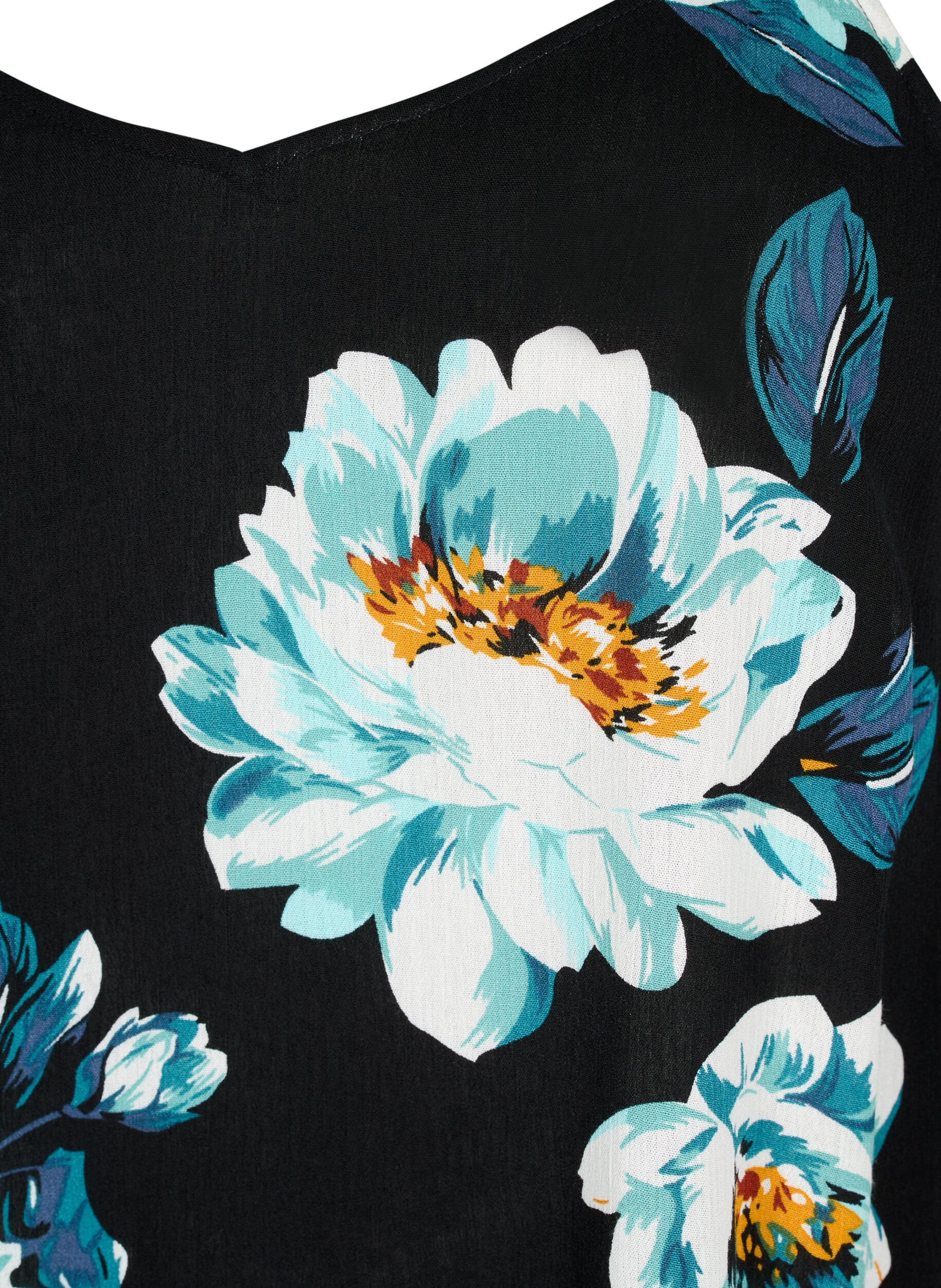 Zizzi Top sans manches en viscose, Black Big Flower, Packshot image number 2