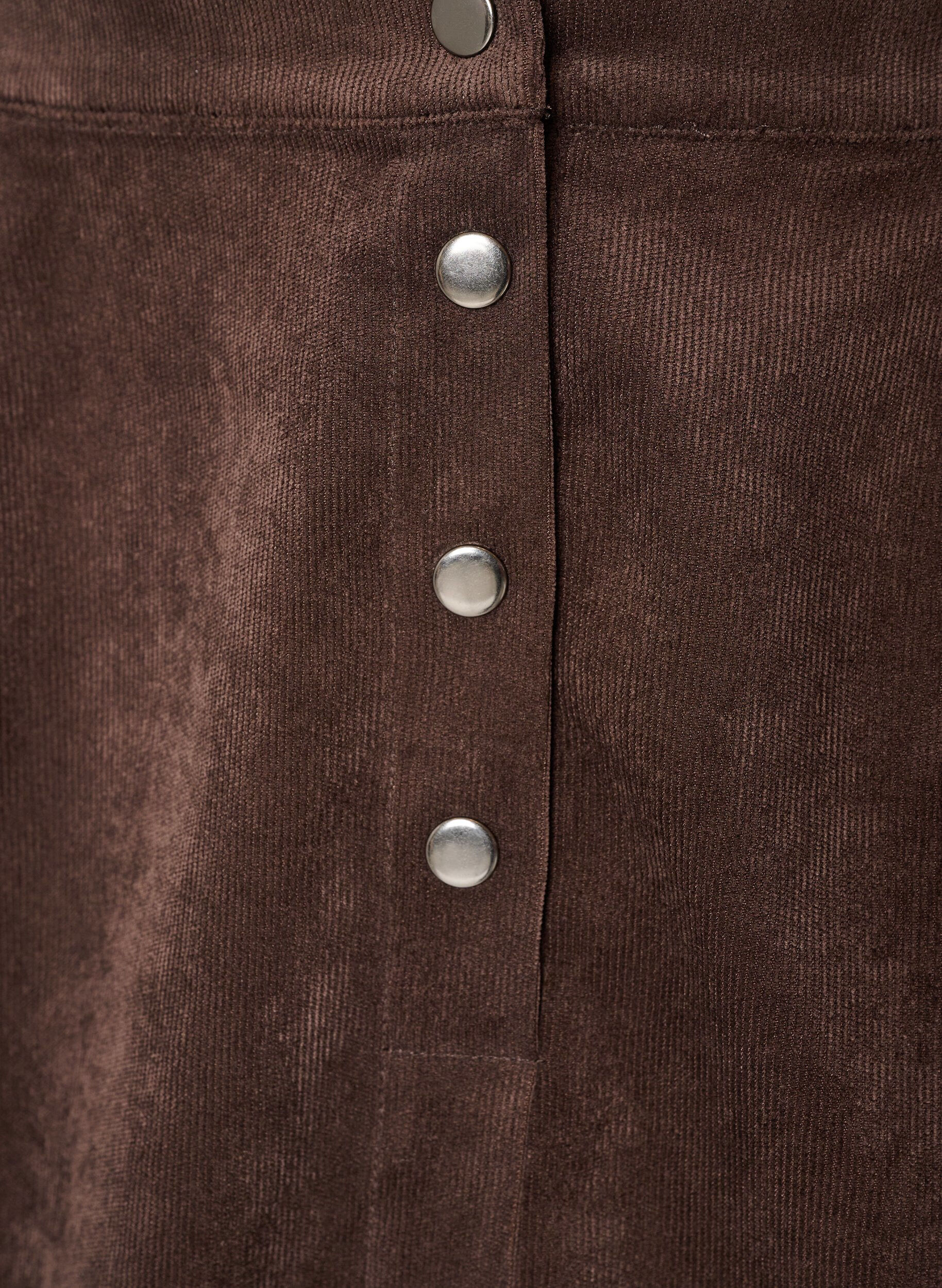 ZizziJupe courte en velours c&ocirc;tel&eacute; avec boutons-pression, Marron, Packshot image number 2