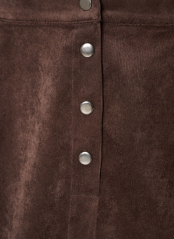 Jupe courte en velours c&ocirc;tel&eacute; avec boutons-pression, Marron, Packshot image number 2