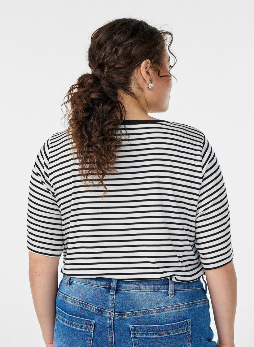 T-shirt en TENCEL&trade; Lyocell &agrave; rayures, Blanc, Model image number 2