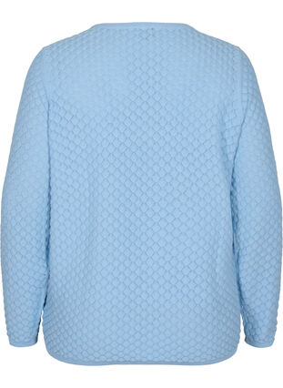 Pull en tricot à motifs en coton bio, Chambray Blue, Packshot image number 1