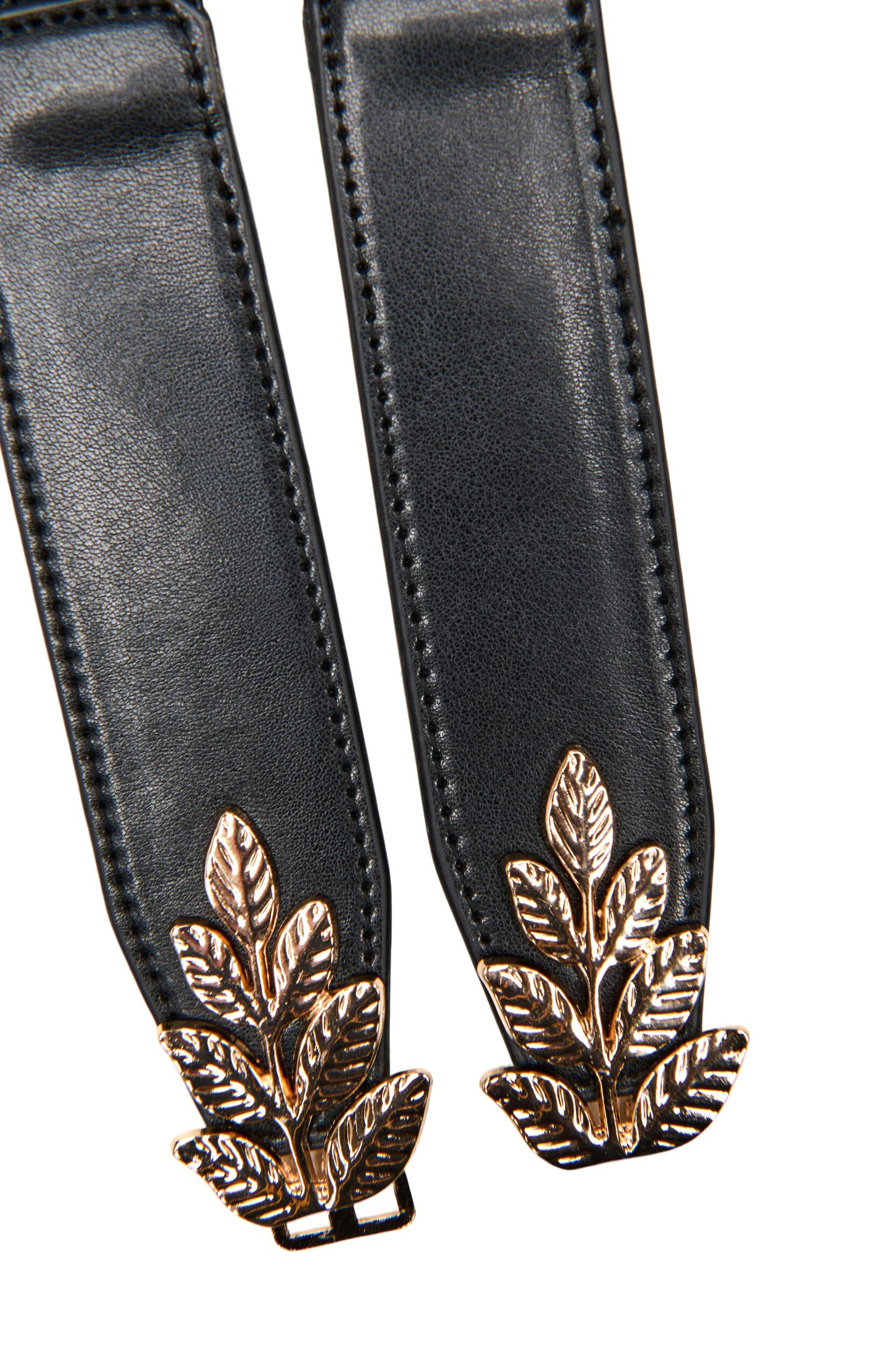 ZizziCeinture de taille fine &agrave; boucle en forme de feuille, Noir, Packshot image number 2