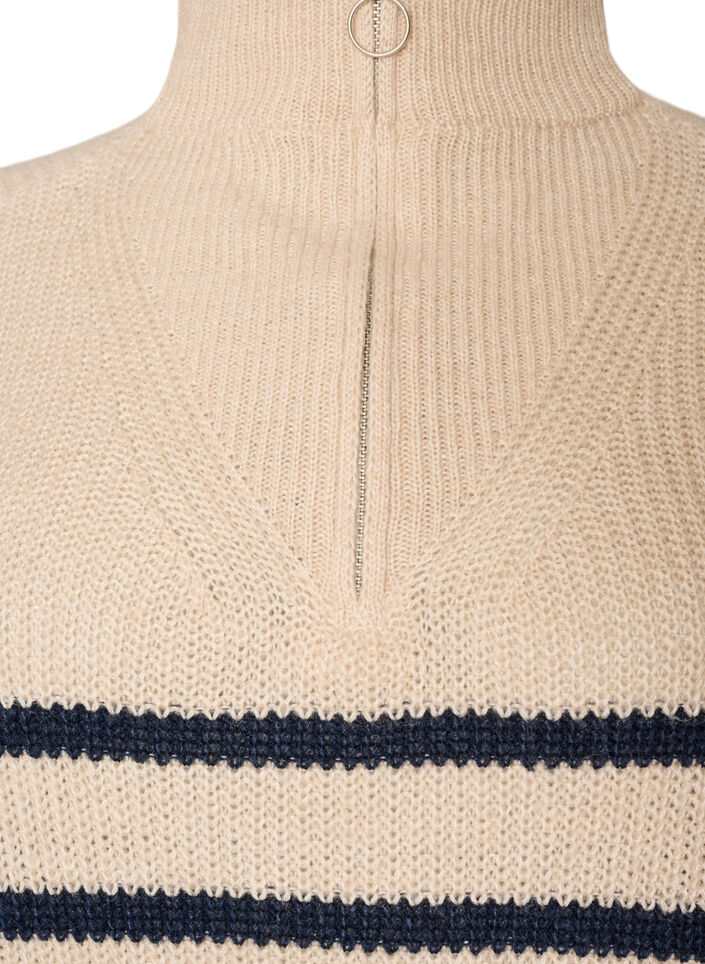 Pull en tricot avec col haut et fermeture &eacute;clair, Vanille, Packshot image number 2