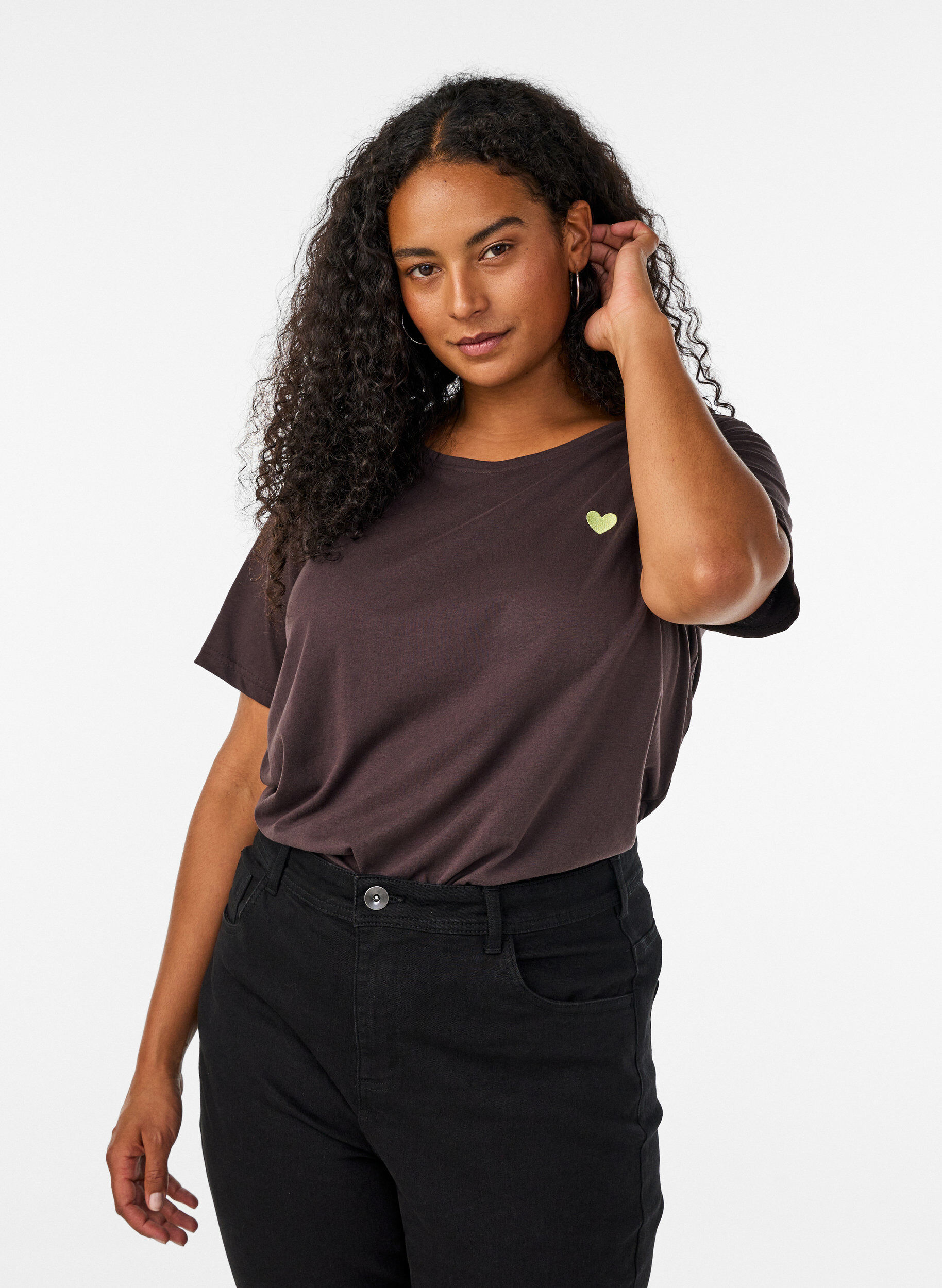 ZizziT-shirt imprim&eacute;, Marron, Model image number 0