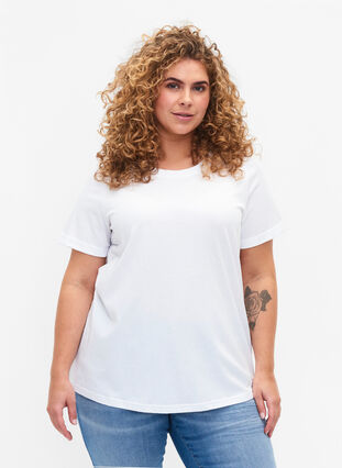 T-shirt en coton basique, Bright White, Model image number 0