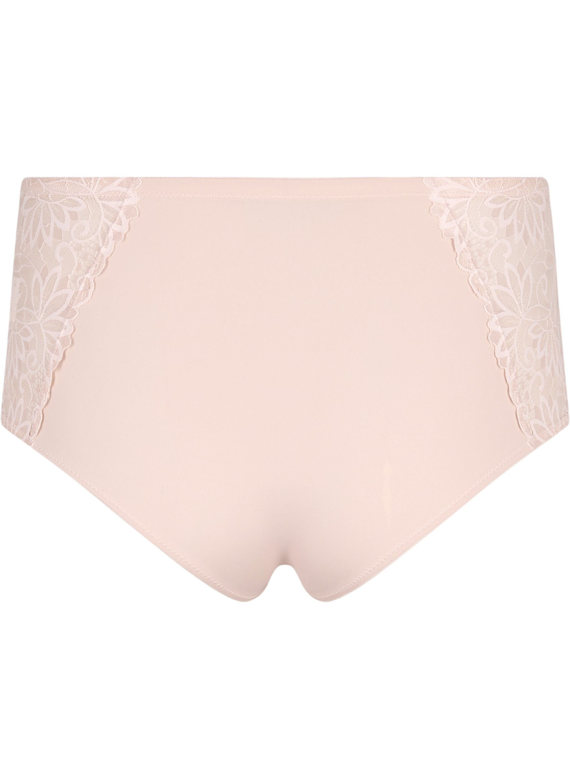 Zizzi Slips hipster avec taille r&eacute;guli&egrave;re et dentelle, Pink Tint, Packshot image number 1