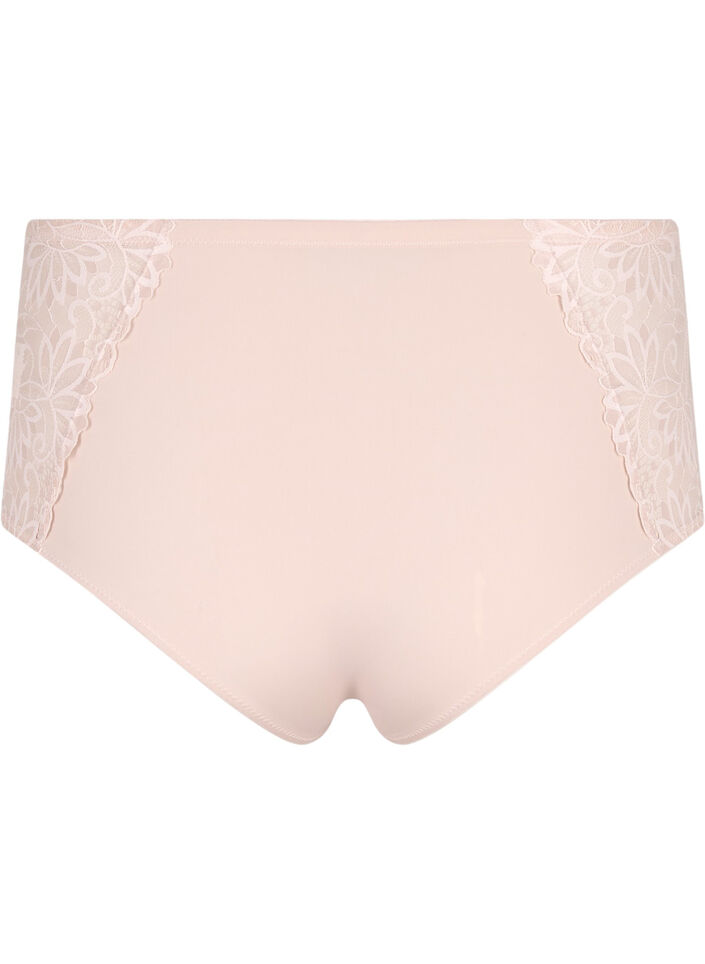 Slips hipster avec taille régulière et dentelle, Pink Tint, Packshot image number 1