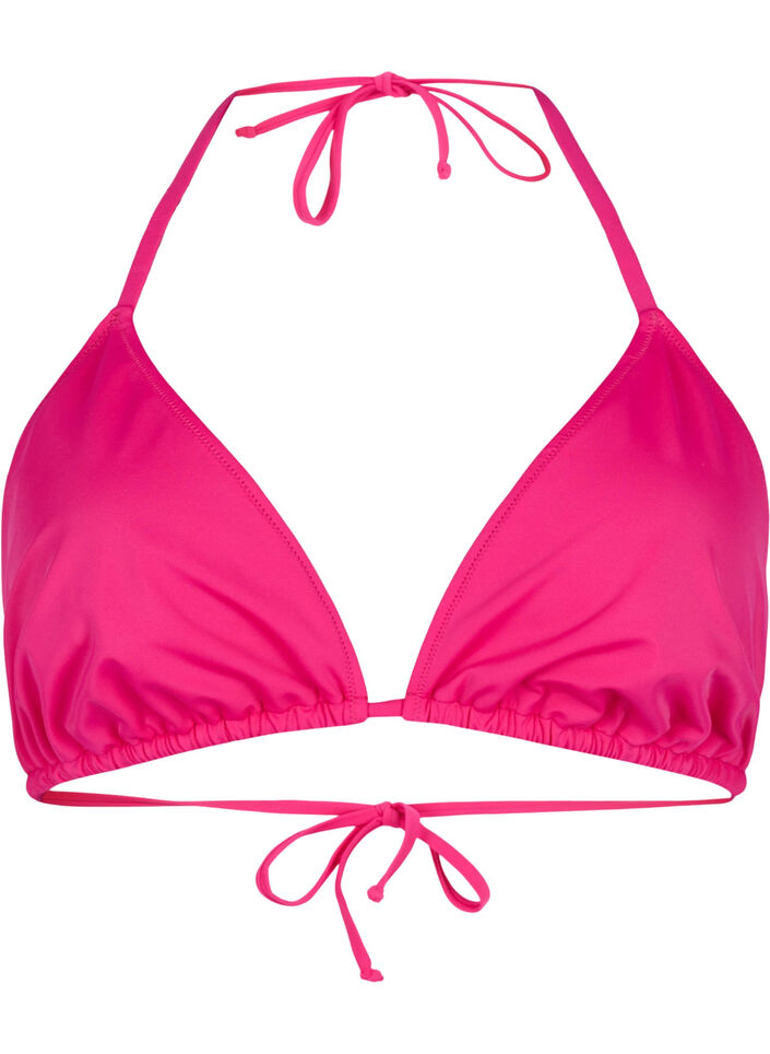 Haut de bikini forme triangle de couleur unie, Rose, Packshot image number 0