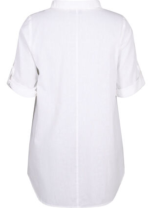 Tunique à manches courtes en coton mélangé avec du lin, Bright White, Packshot image number 1