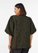 Blouse en jacquard avec des manches bouffantes et une coupe &eacute;vas&eacute;e, Vert fonc&eacute;, Model image number 2