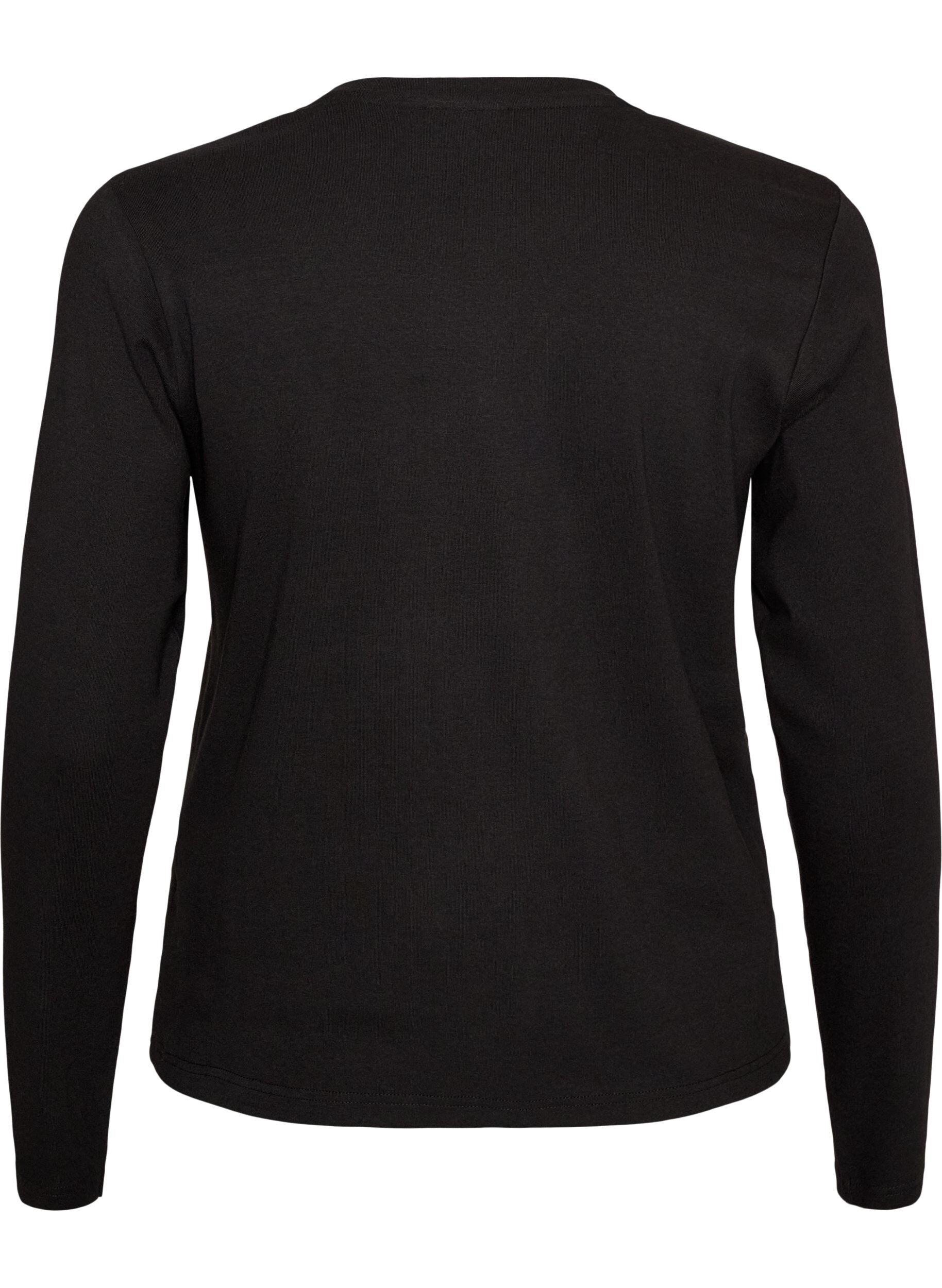 ZizziT-shirt basique &agrave; manches longues et col rond, Noir, Packshot image number 1