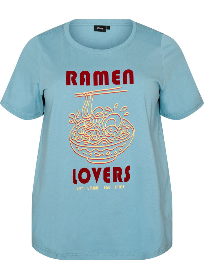T-shirt en coton avec imprim&eacute;, Bleu, Packshot image number 0