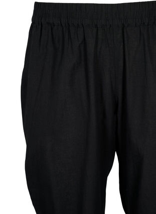 Pantalon en coton uni avec du lin, Black, Packshot image number 2