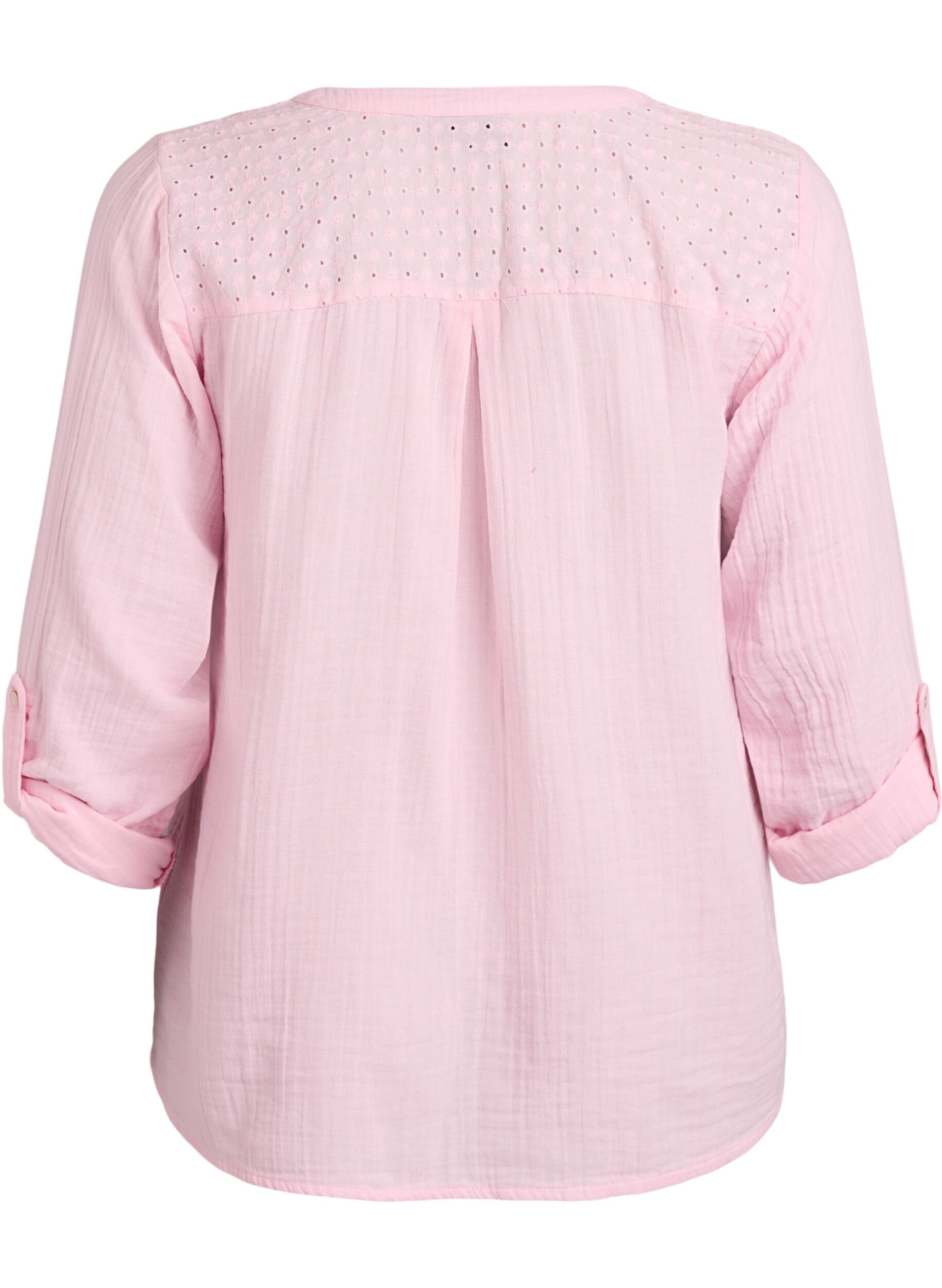 ZizziBlouse en mousseline de coton avec broderie anglaise, Rose, Packshot image number 1