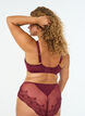 Soutien-gorge rembourr&eacute; &agrave; armatures avec dentelle et dos en U, Bordeaux, Model image number 2