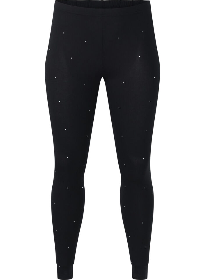 Legging en viscose avec strass, Black, Packshot image number 0