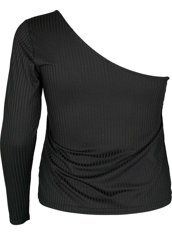 Blouse à une épaule, Black, Packshot image number 1