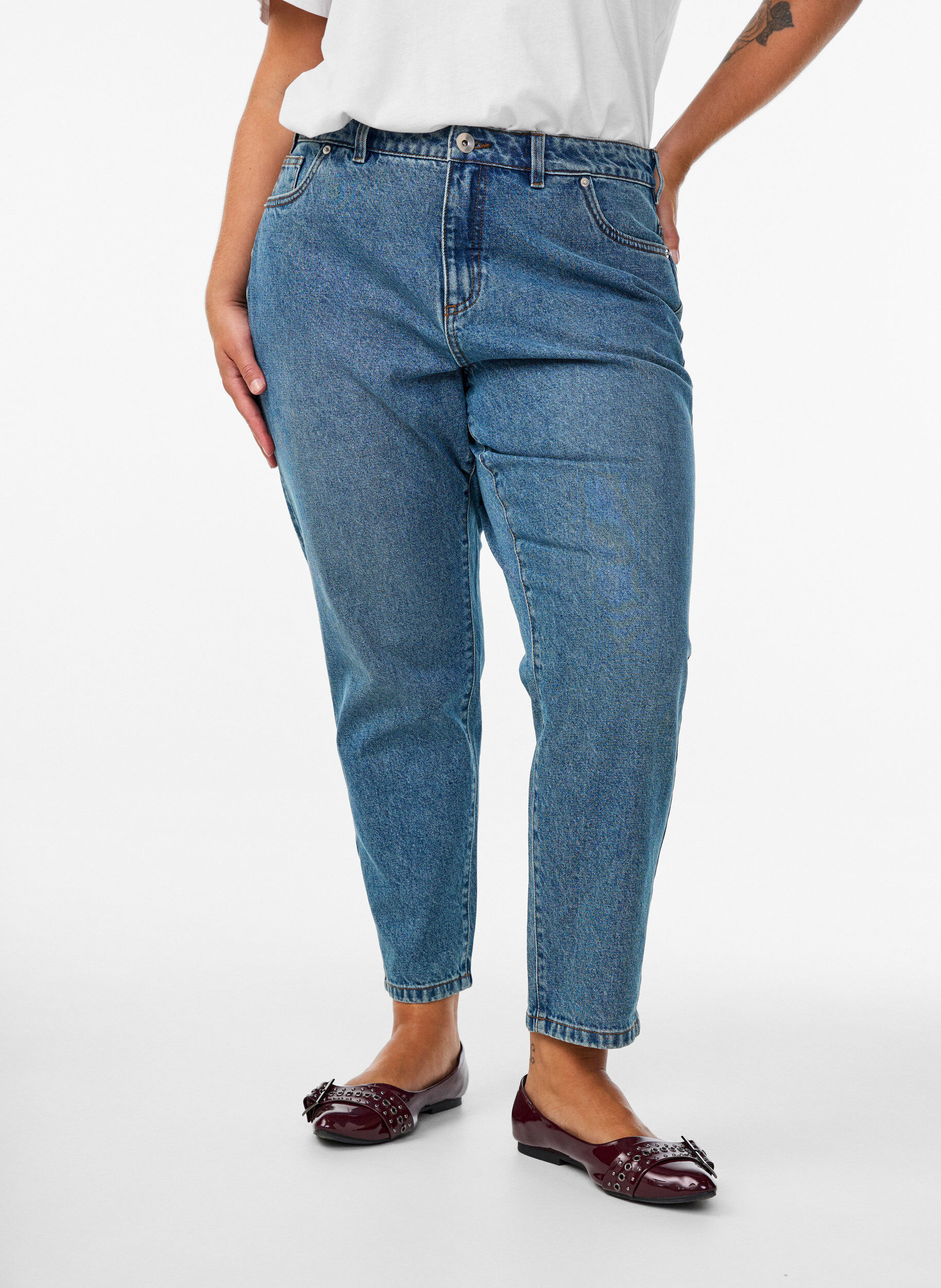 ZizziJean Mille coupe Mom taille haute, Bleu, Model image number 2