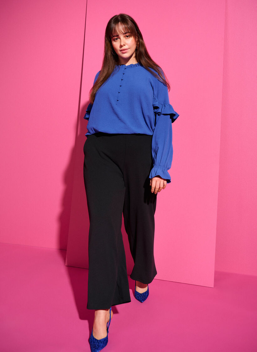 Blouse avec volants et boutons, Deep Ultramarine, Image image number 0