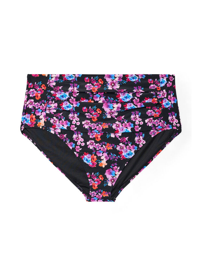 Culotte de bikini taille haute &agrave; motif, Violet, Packshot image number 0
