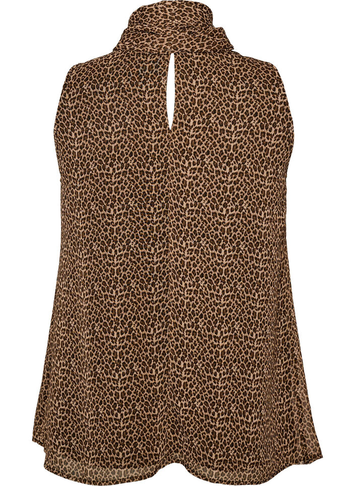 Blouse sans manches &agrave; col montant avec un n&oelig;ud, Marron, Packshot image number 1