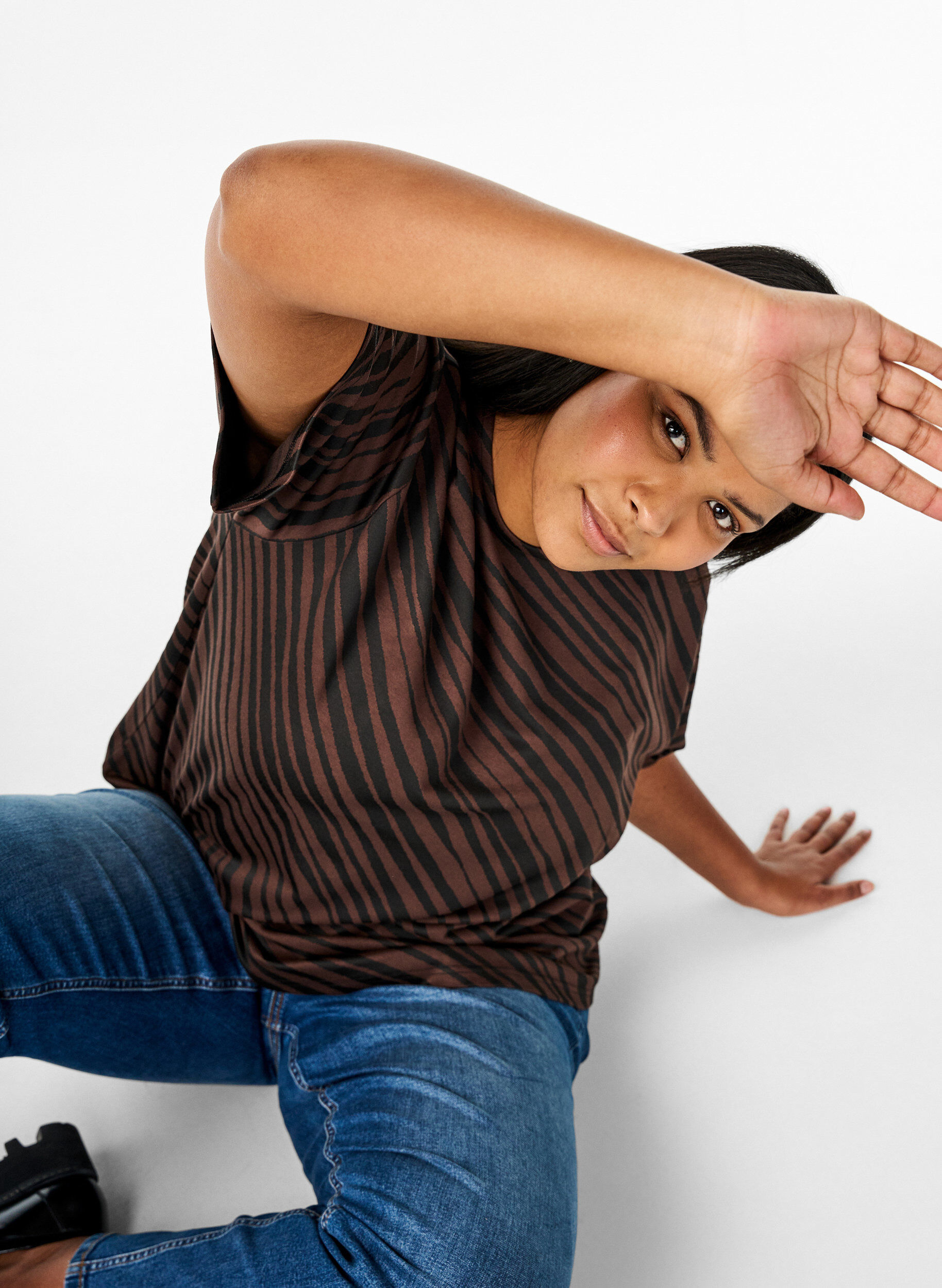 Zizzi Chemisier surdimensionn&eacute; avec motif, Marron, Image image number 0