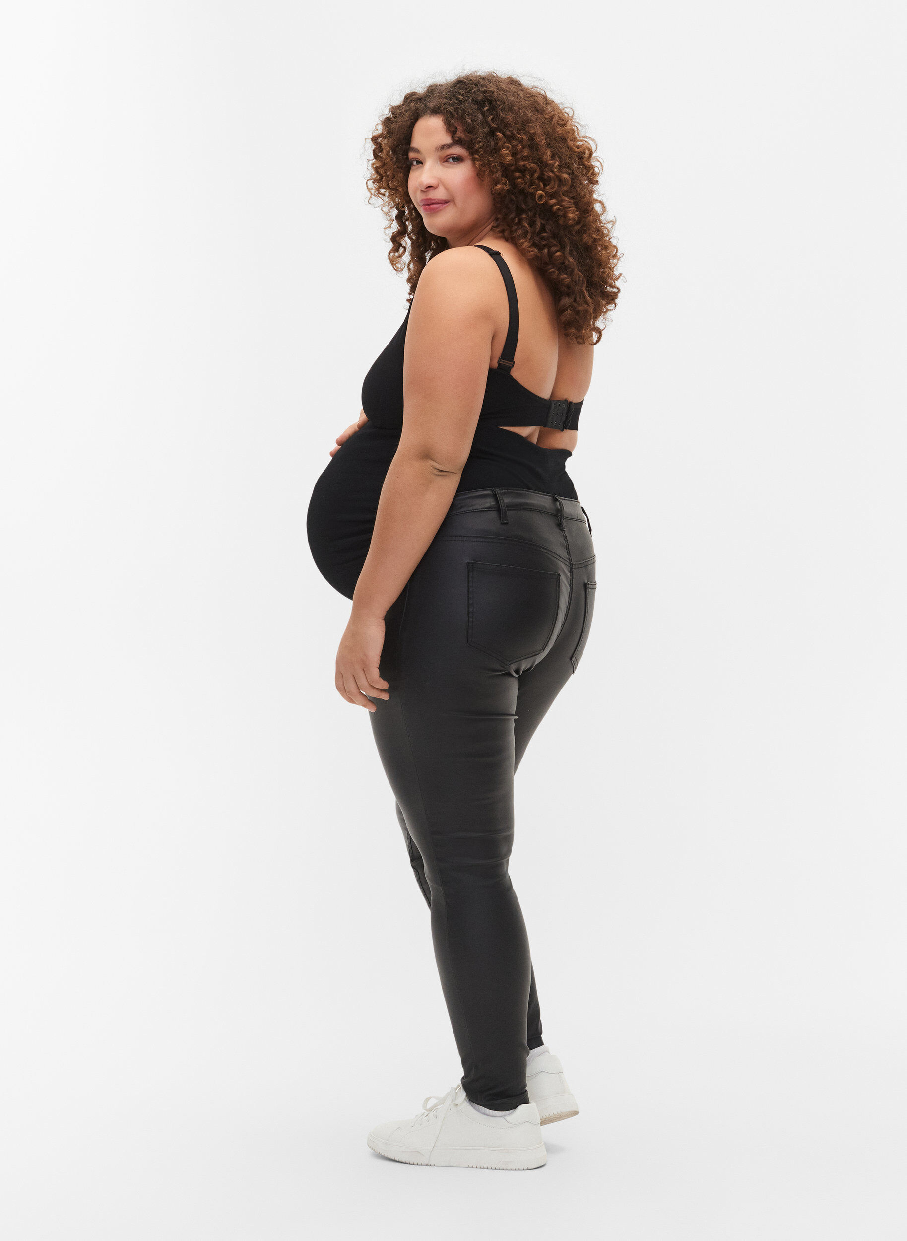 Zizzi Pantalon de grossesse rev&ecirc;tu, Noir, Model image number 1