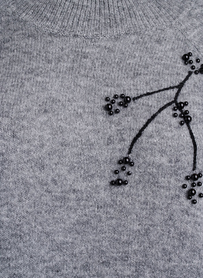 Pull brodé de perles, Gris, Packshot