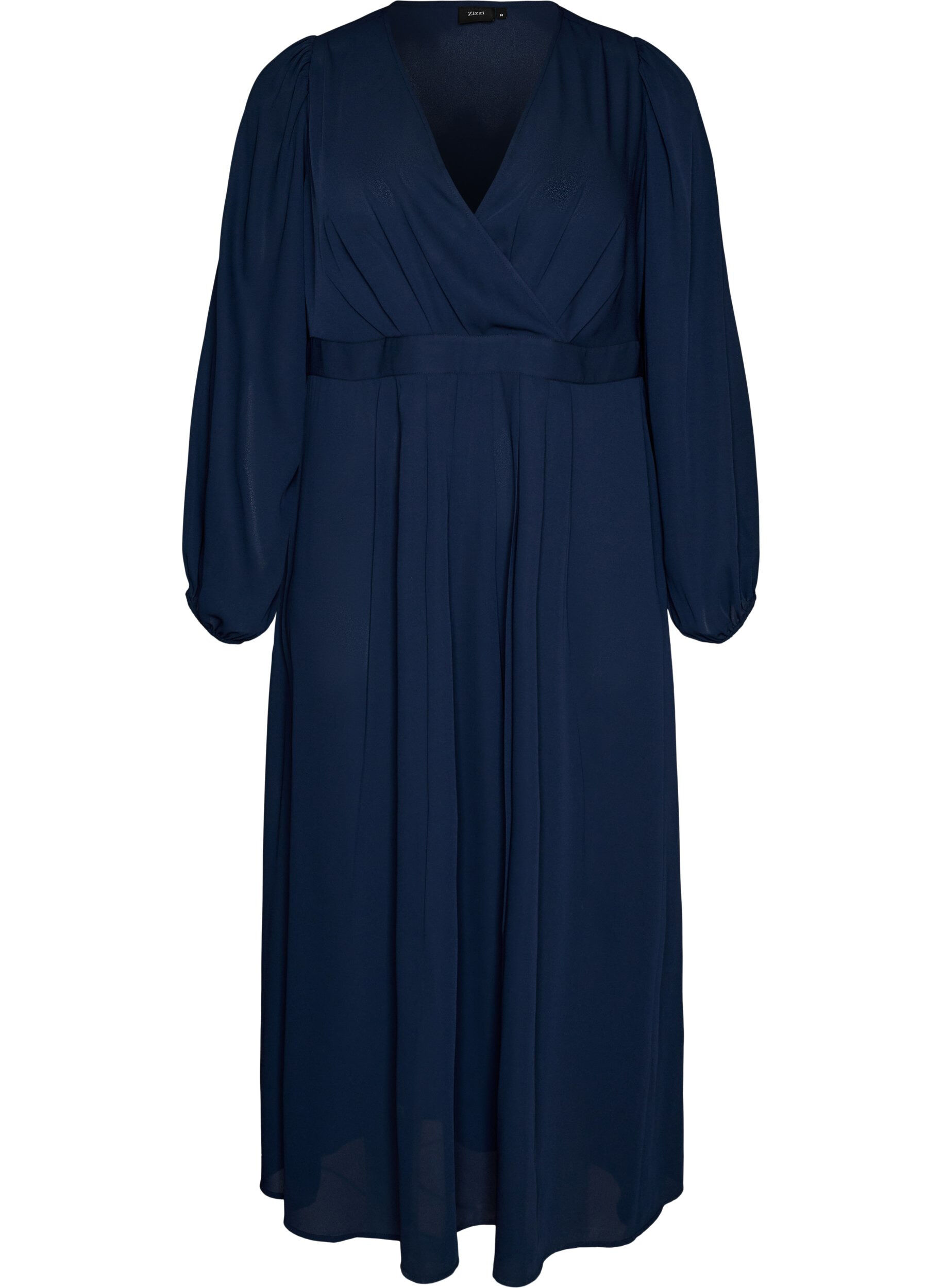 Zizzi Robe maxi avec encolure cache-c&oelig;ur et manches longues, Bleu, Packshot image number 0