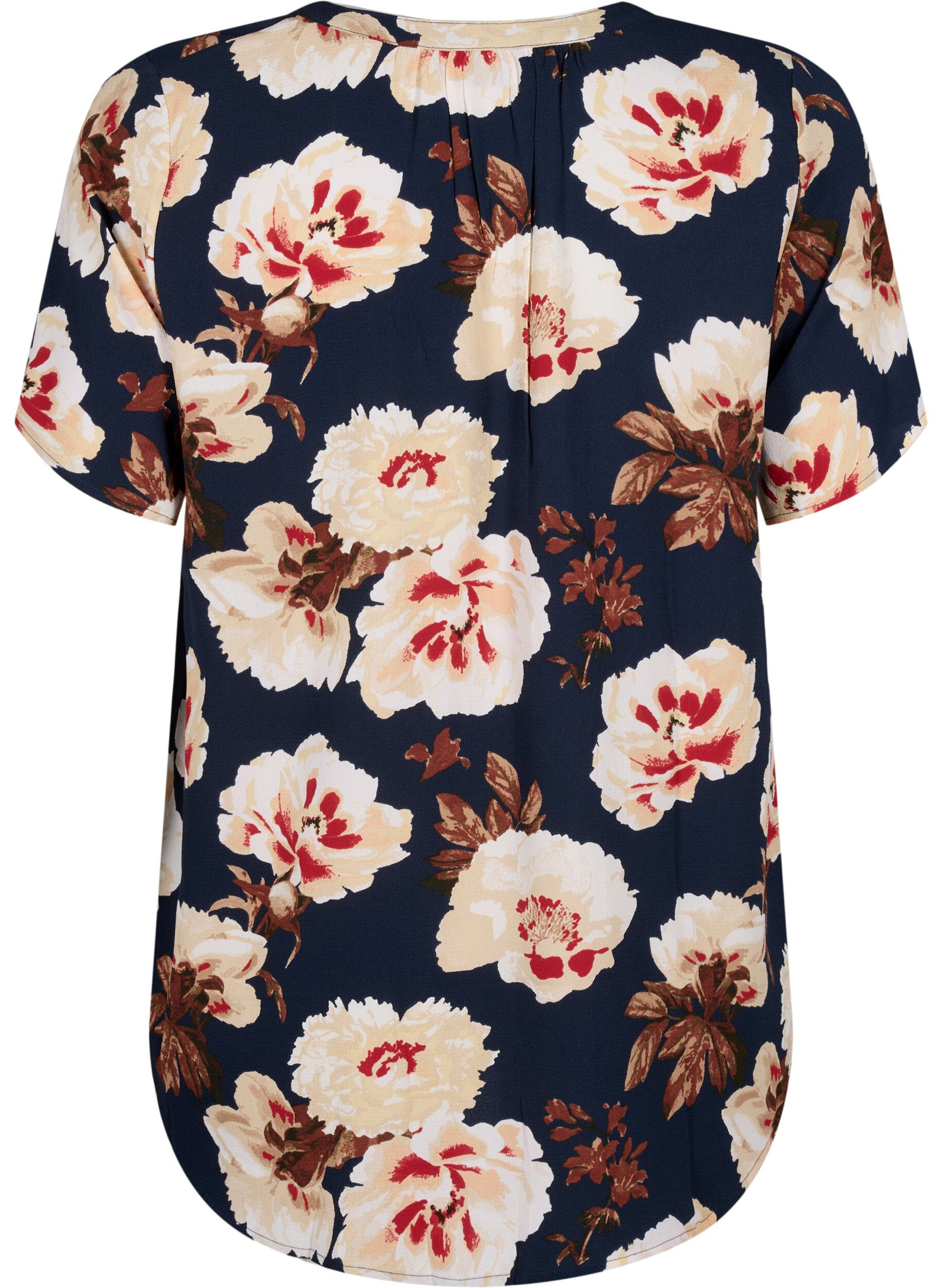 ZizziBlouse &agrave; manches courtes et encolure en V , Bleu, Packshot image number 1