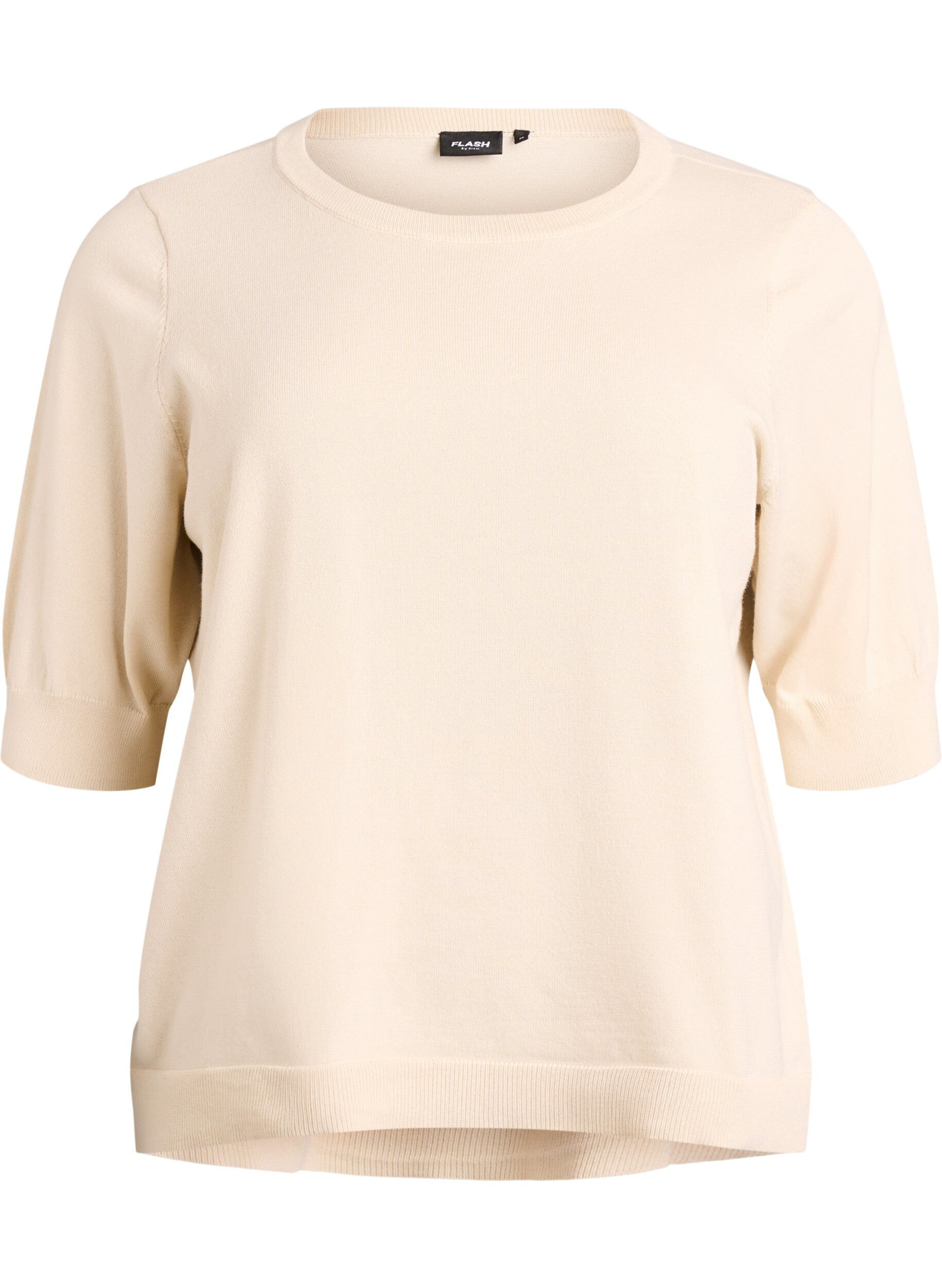 ZizziBlouse en fine maille &agrave; manches courtes, Beige, Packshot image number 0