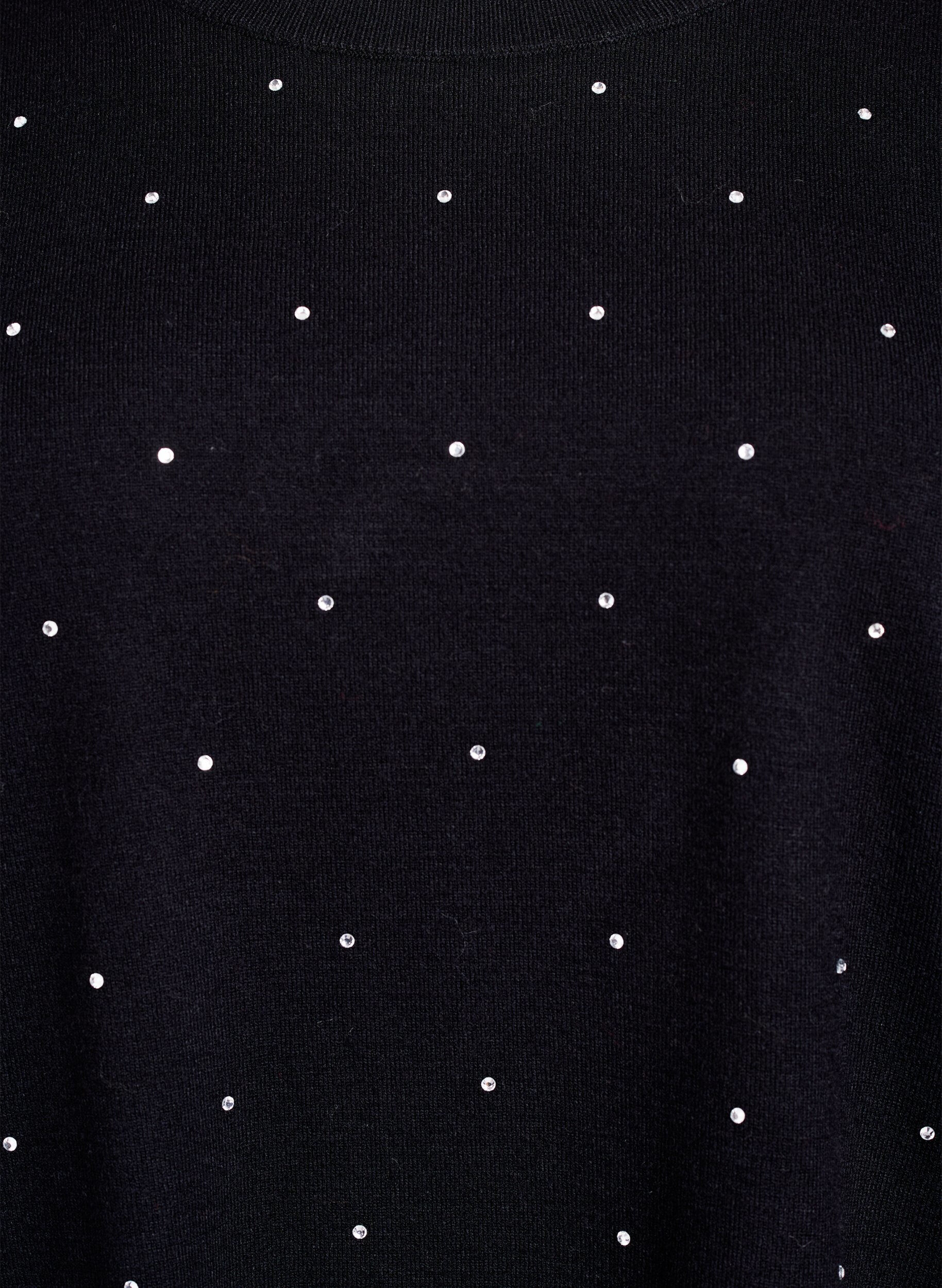Zizzi Blouse en maille l&acirc;che avec strass, Noir, Packshot image number 2