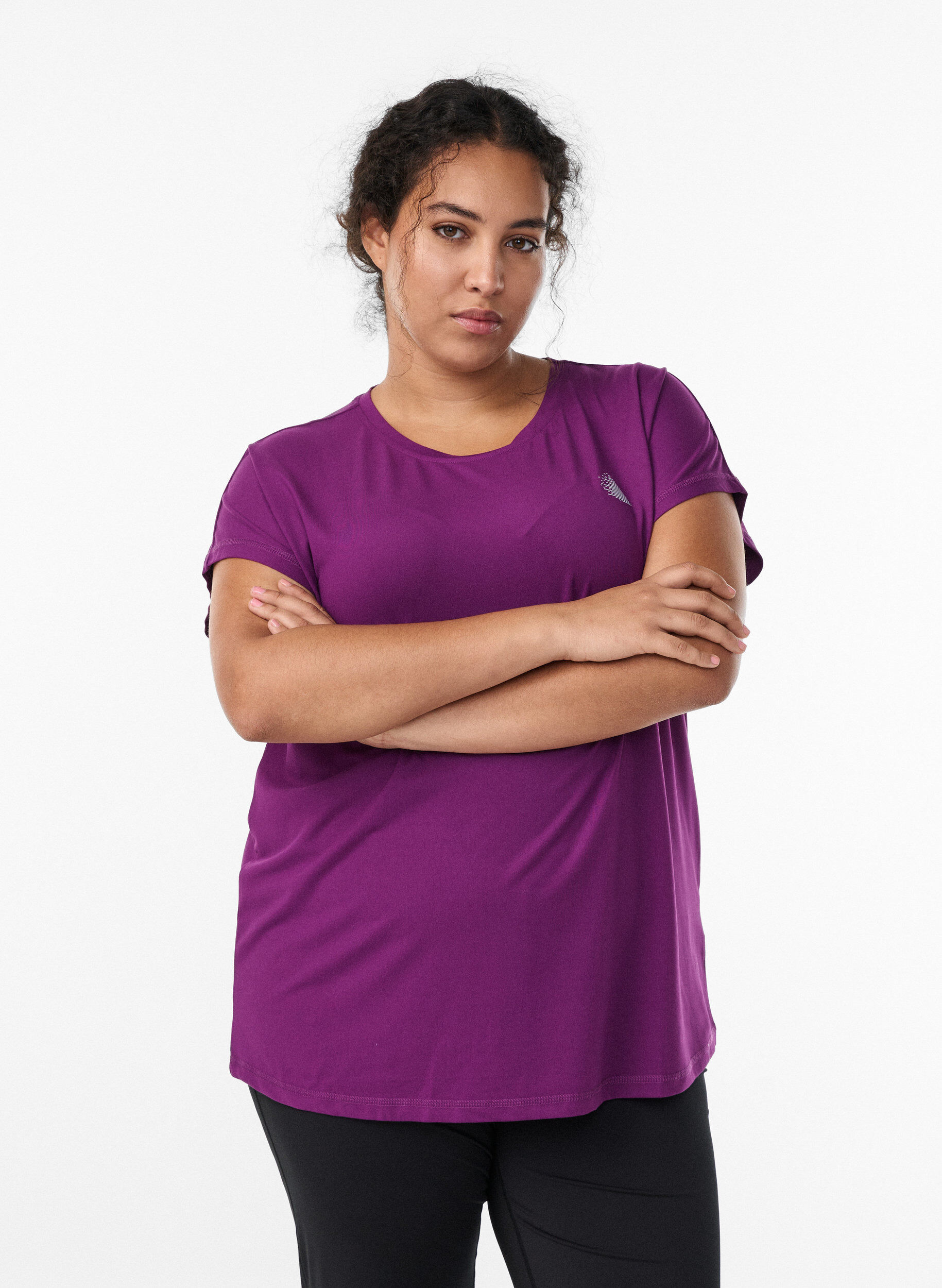 T-shirt de sport couleur unie, Violet, Model