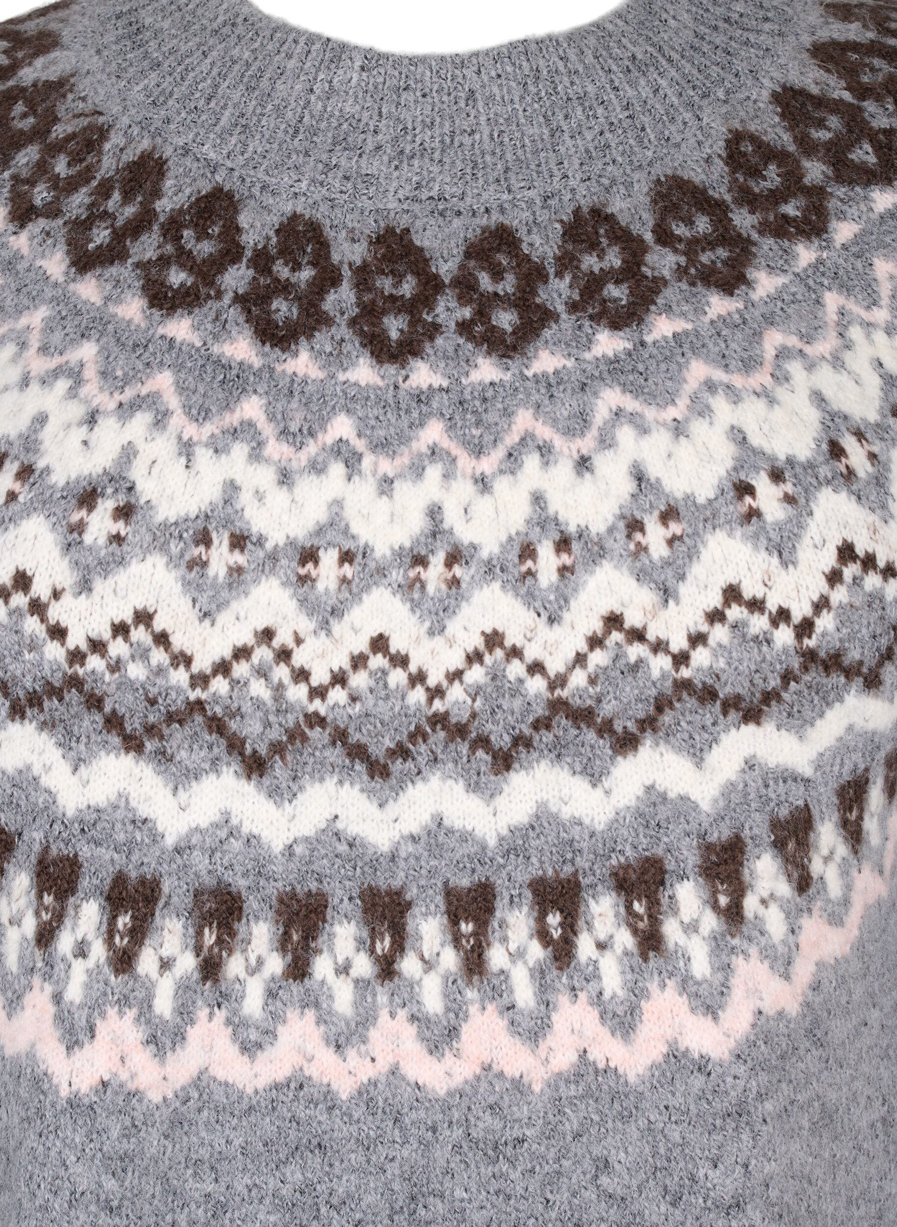 Zizzi Robe en maille &agrave; motif jacquard et manches longues, Medium Grey Comb, Packshot image number 2