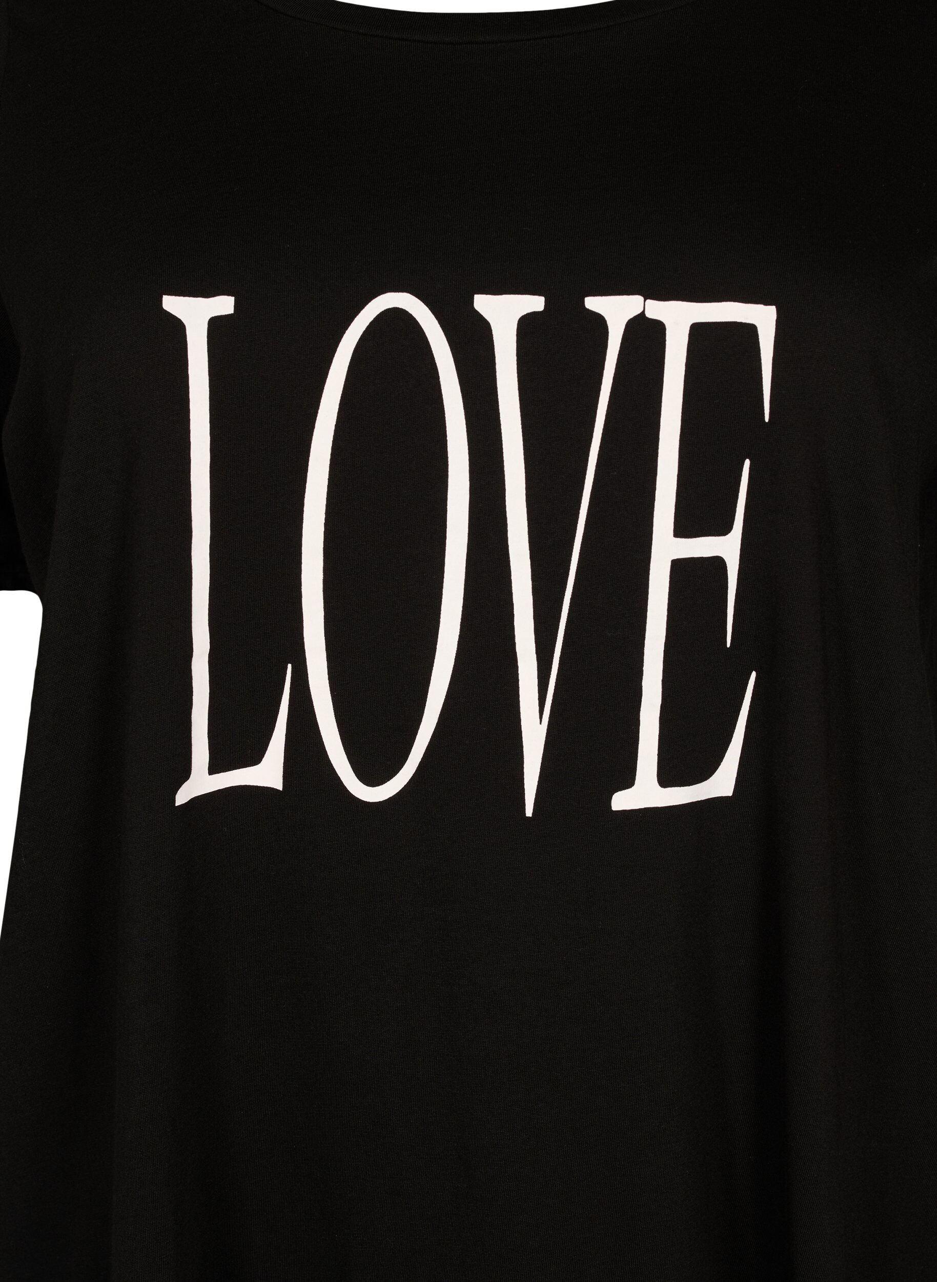 Zizzi T-shirt oversize avec imprim&eacute;, Black W. Love, Packshot image number 2