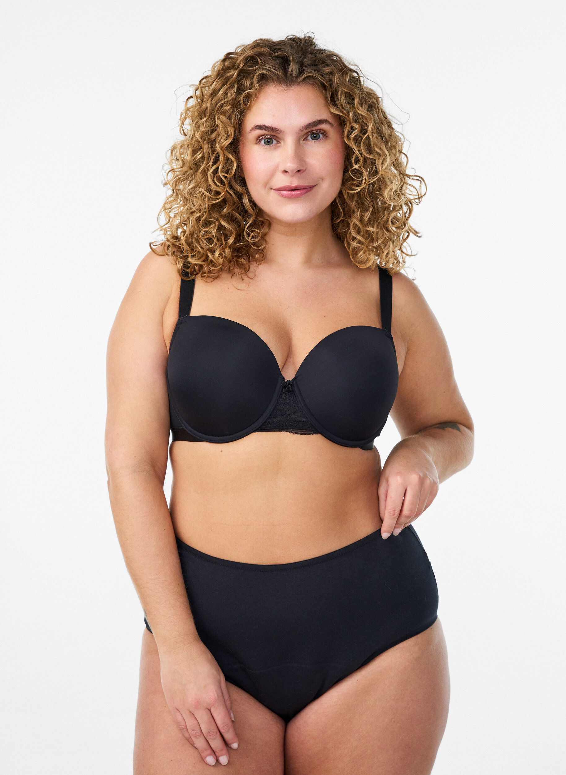 Culotte menstruelle en coton avec taille haute, Noir, Model