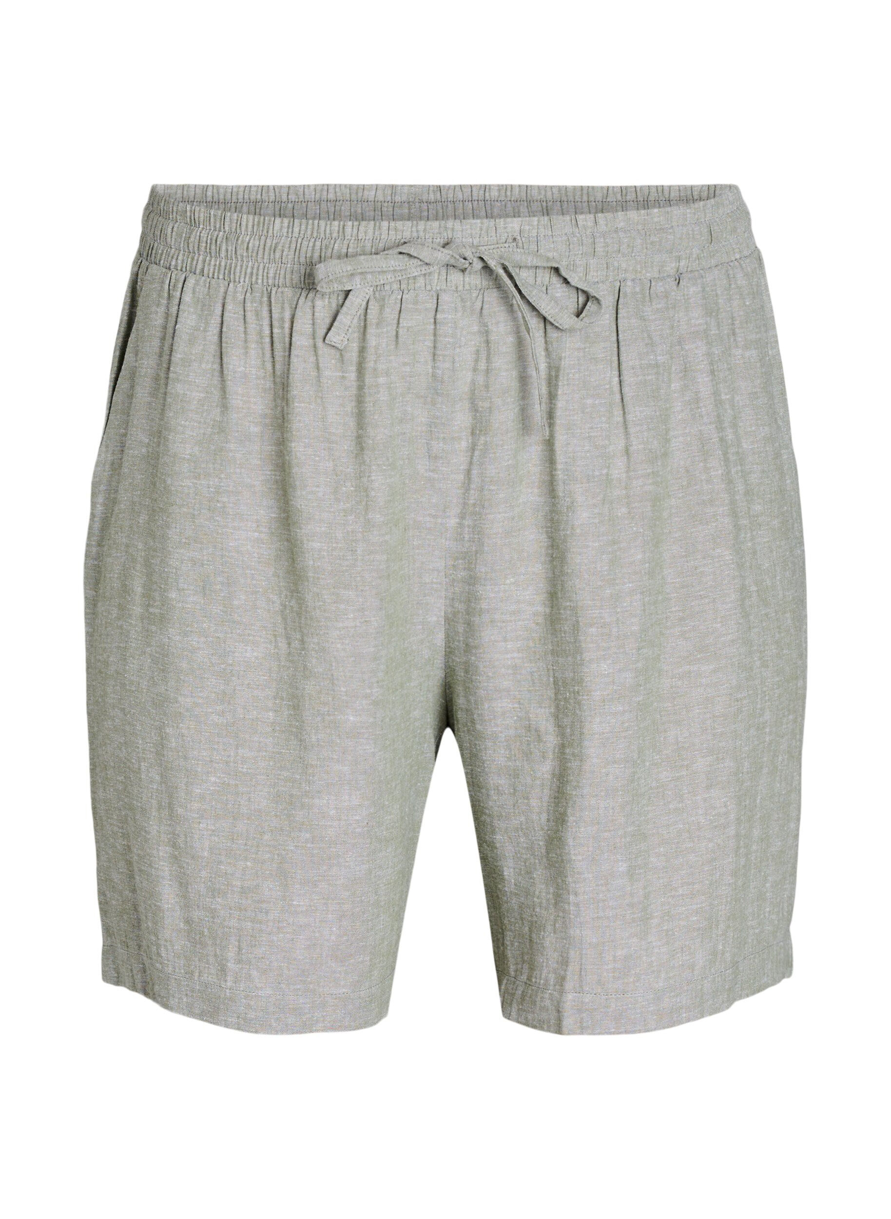 Zizzi Shorts amples en lin et viscose, Vert, Packshot image number 0