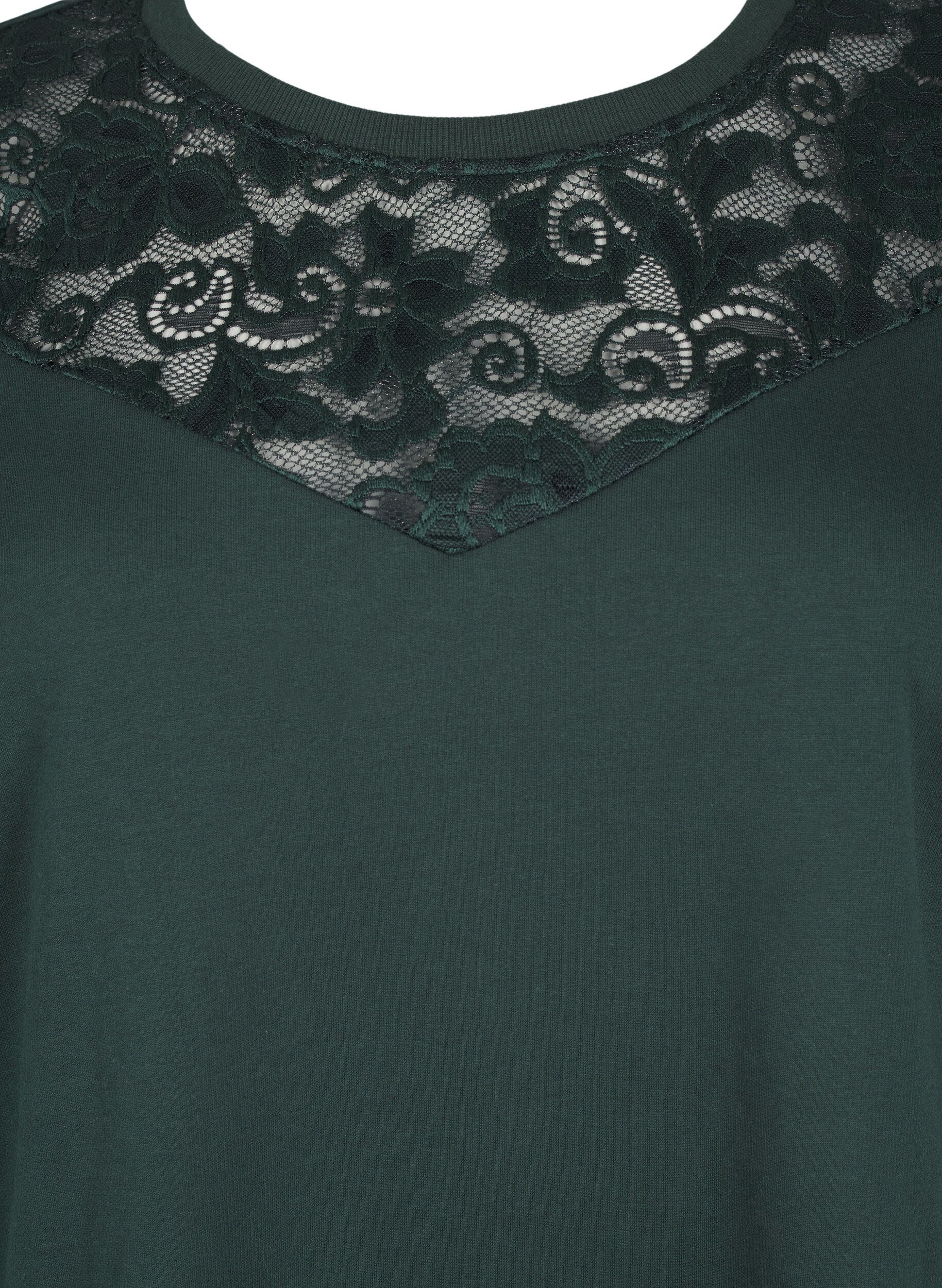 Zizzi Sweatshirt avec ornements en dentelle, Scarab, Packshot image number 2