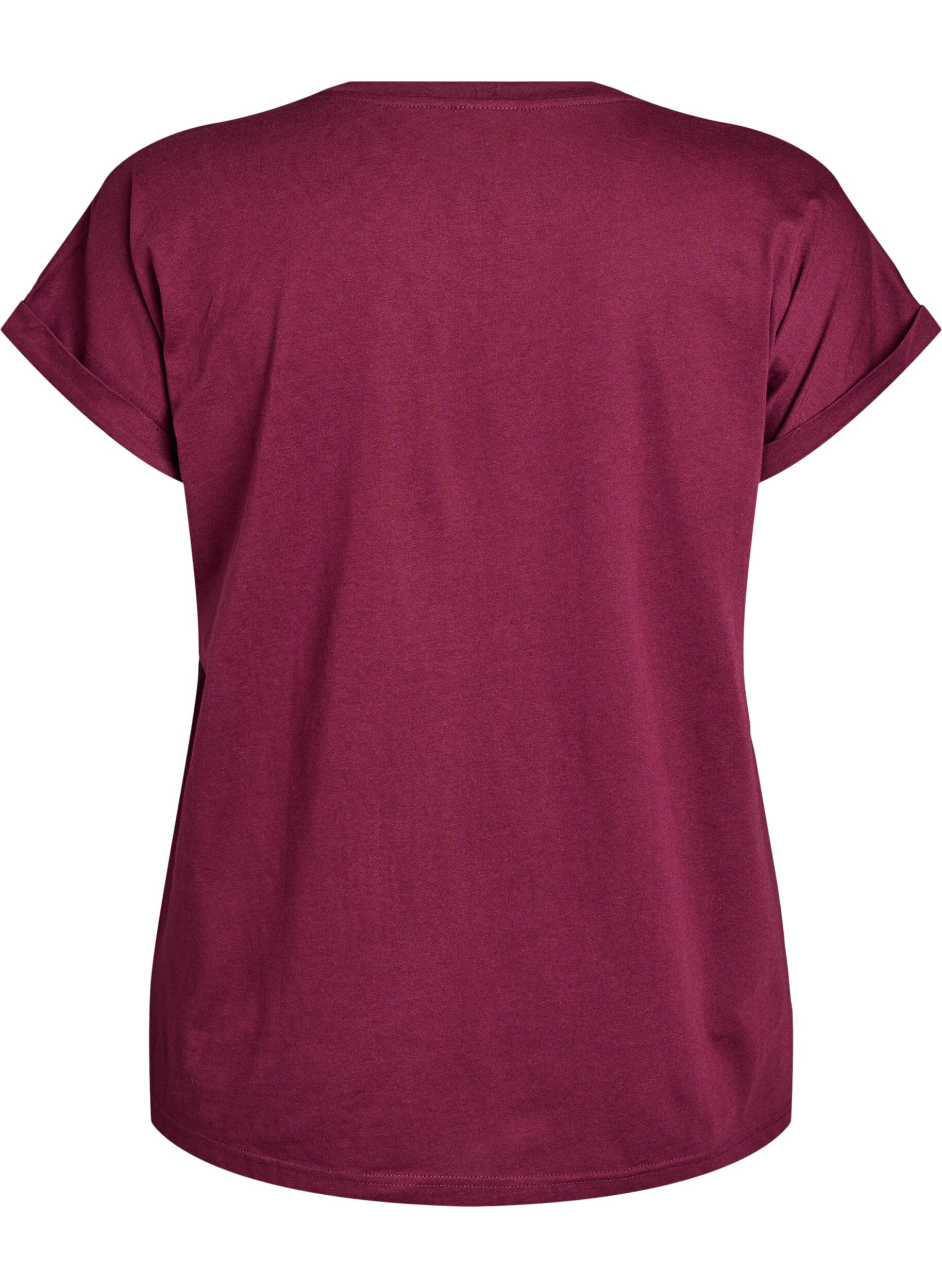 ZizziT-shirt &agrave; manches courtes en coton m&eacute;lang&eacute;, Bordeaux, Packshot image number 1