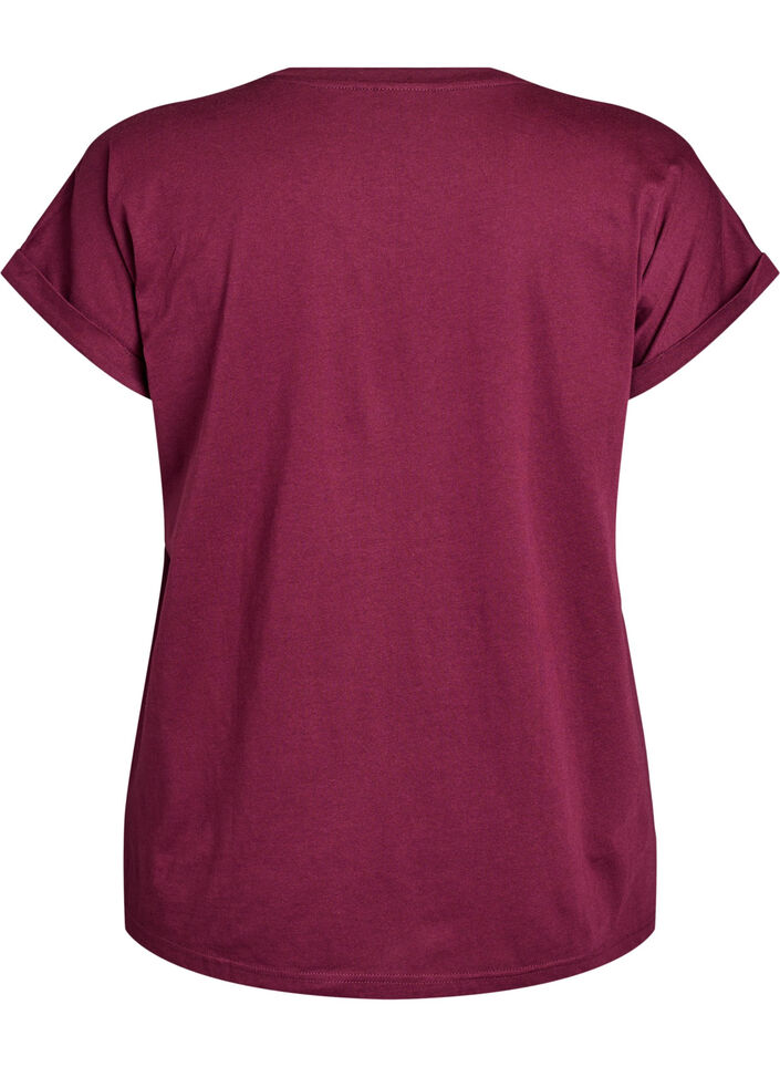 T-shirt &agrave; manches courtes en coton m&eacute;lang&eacute;, Bordeaux, Packshot image number 1