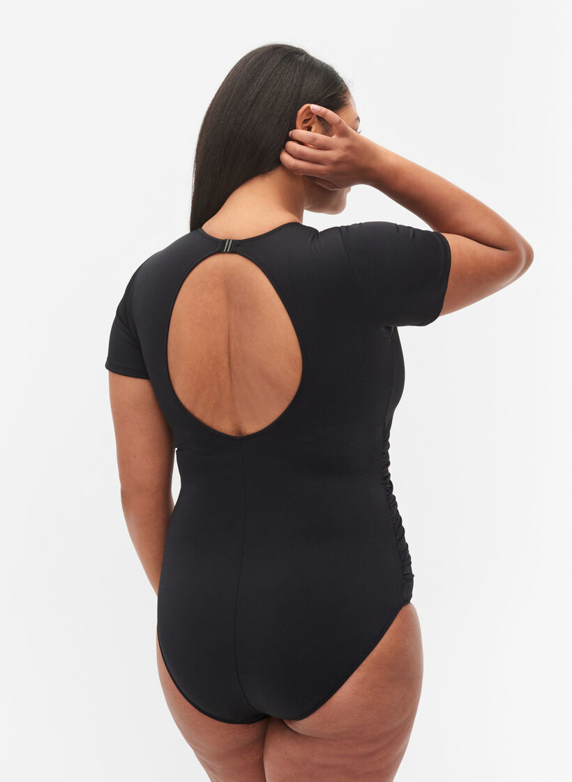 Maillot de bain à manches courtes, Black, Model image number 1