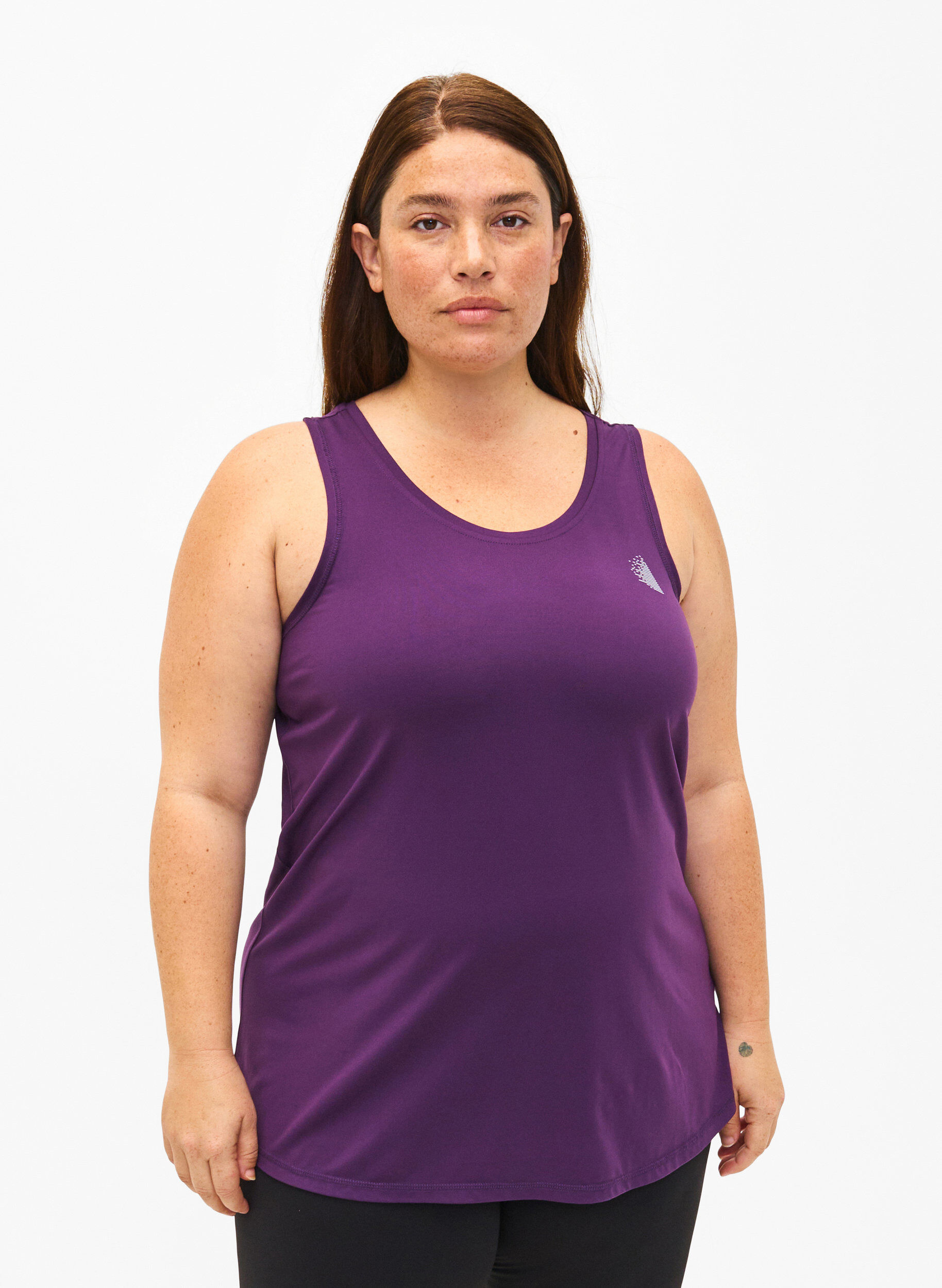 Zizzi T-shirt de sport &agrave; col rond, Purple Pennant, Model image number 0