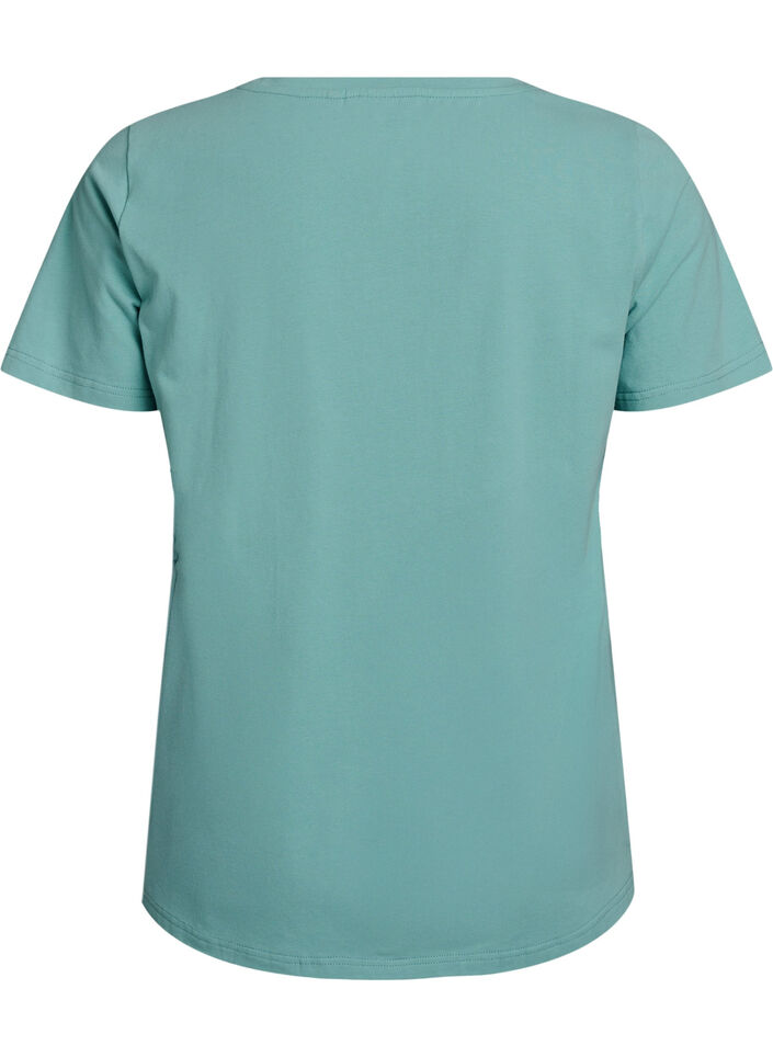 T-shirt basic uni en coton, Vert, Packshot image number 1