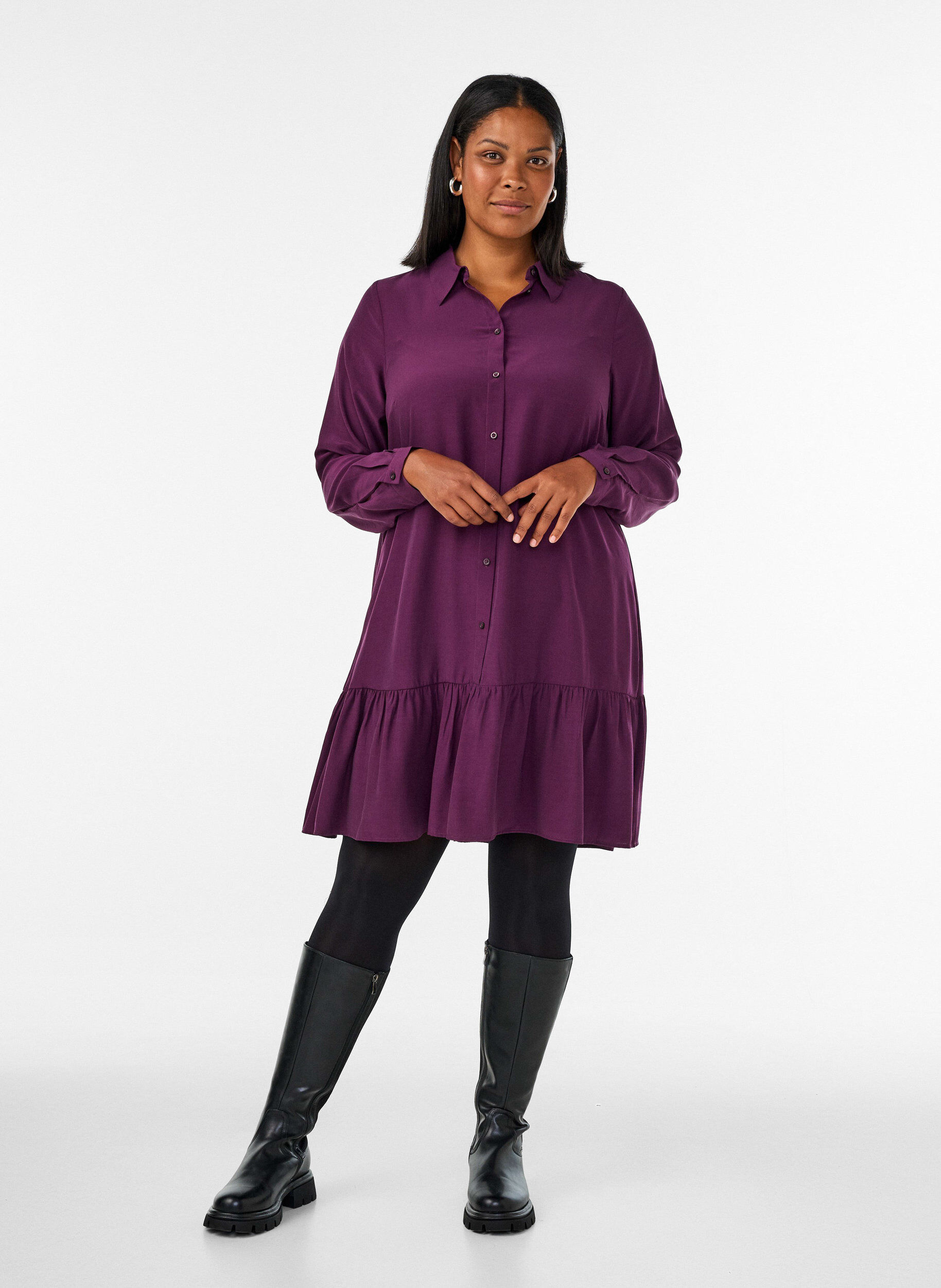 ZizziRobe chemise courte avec volants, Violet, Model image number 1