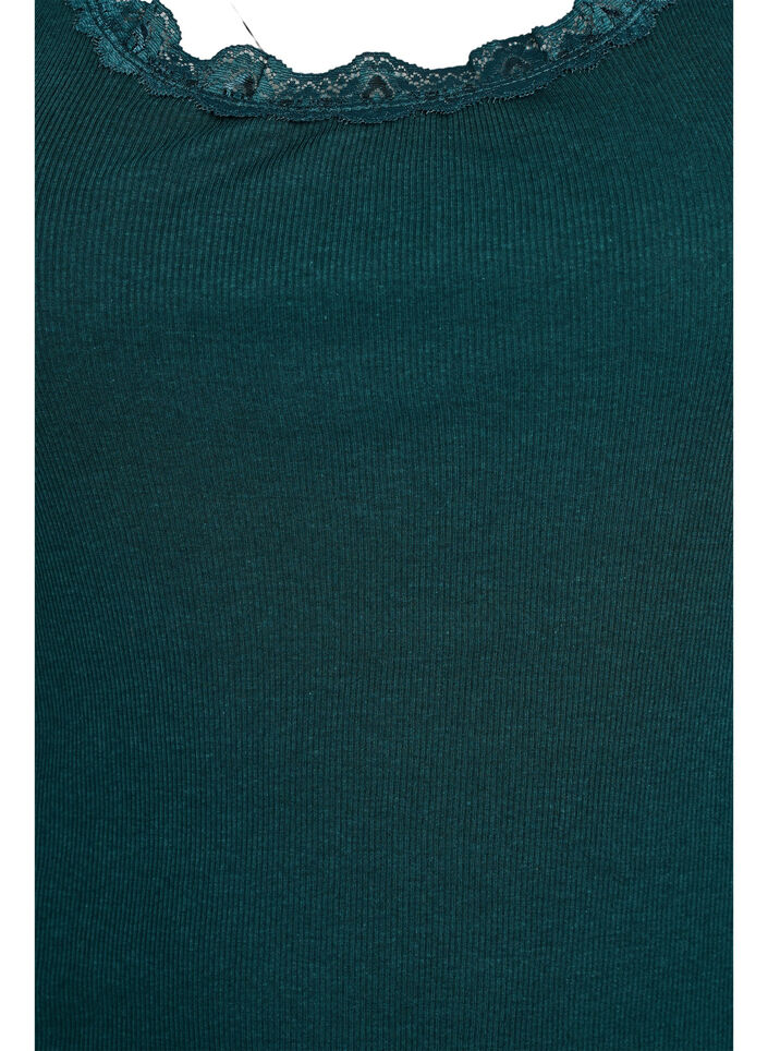 Top avec finitions en dentelle, Vert fonc&eacute;, Packshot image number 2